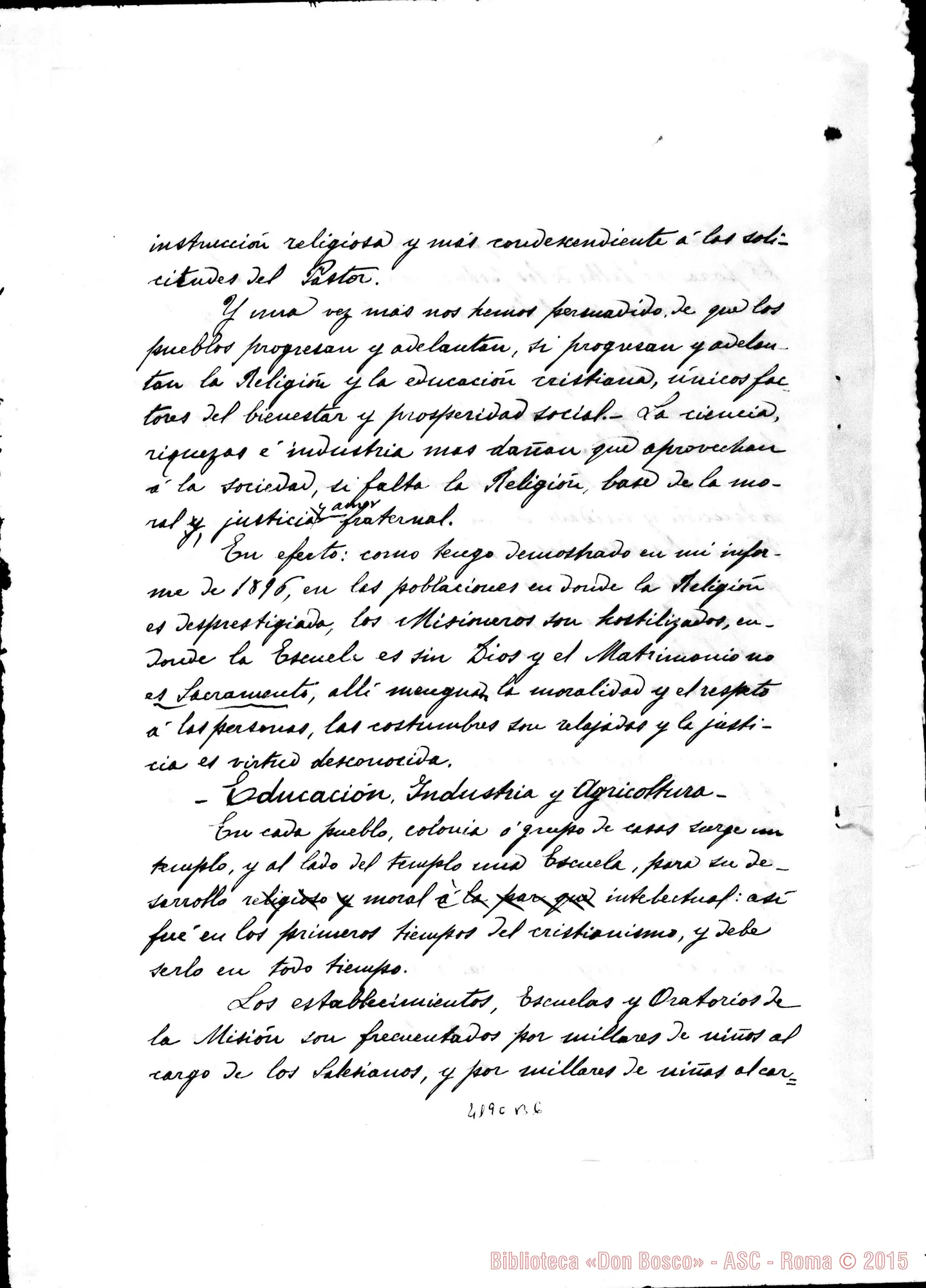 Fotogramma B 6 — Relazione al Ministro del Culto nell’anno 1898