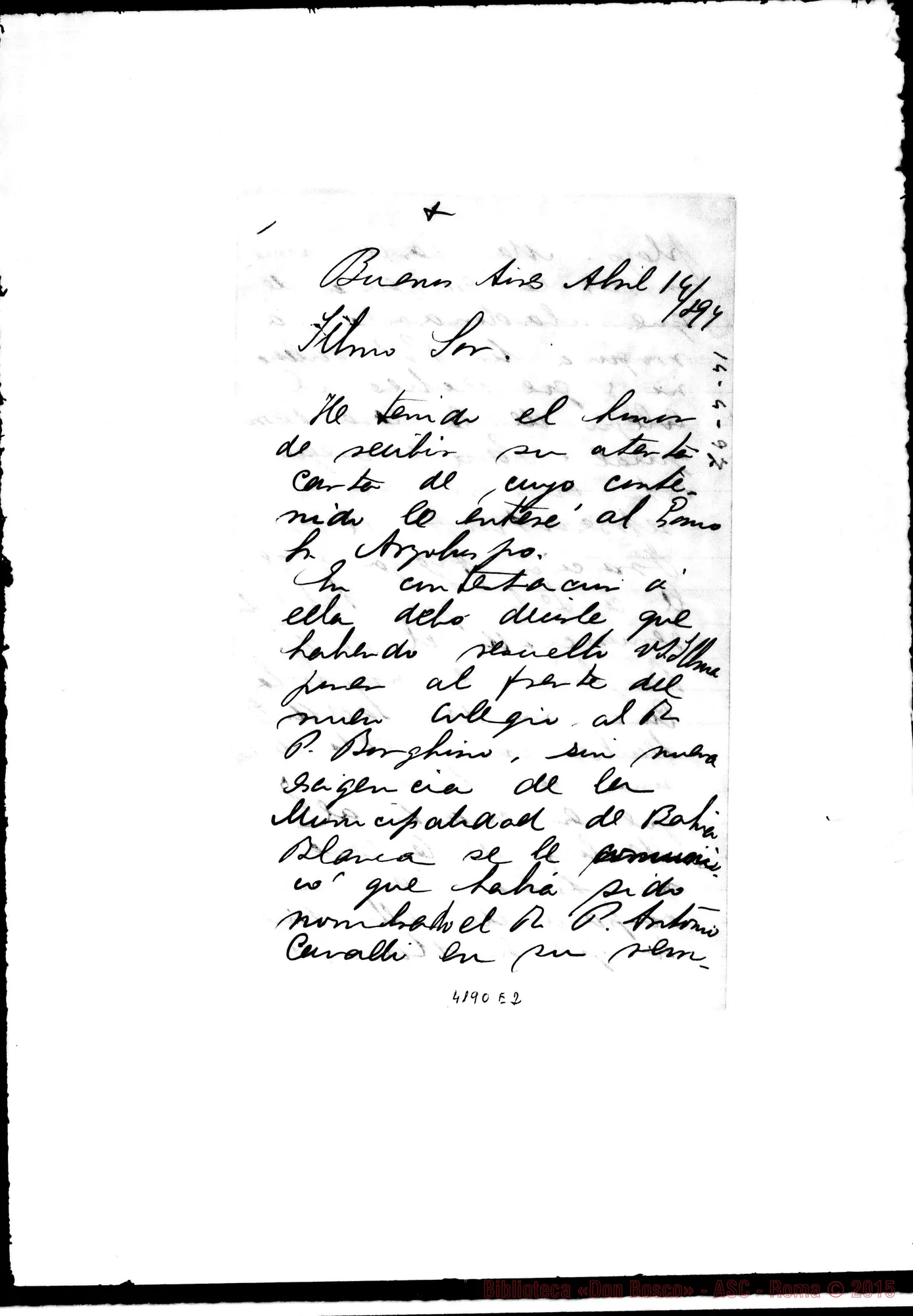 Fotogramma E 2 — Juan Nepomuceno Terrero-Ill.mo Sig.. Buenos Aires, 14-04-1897