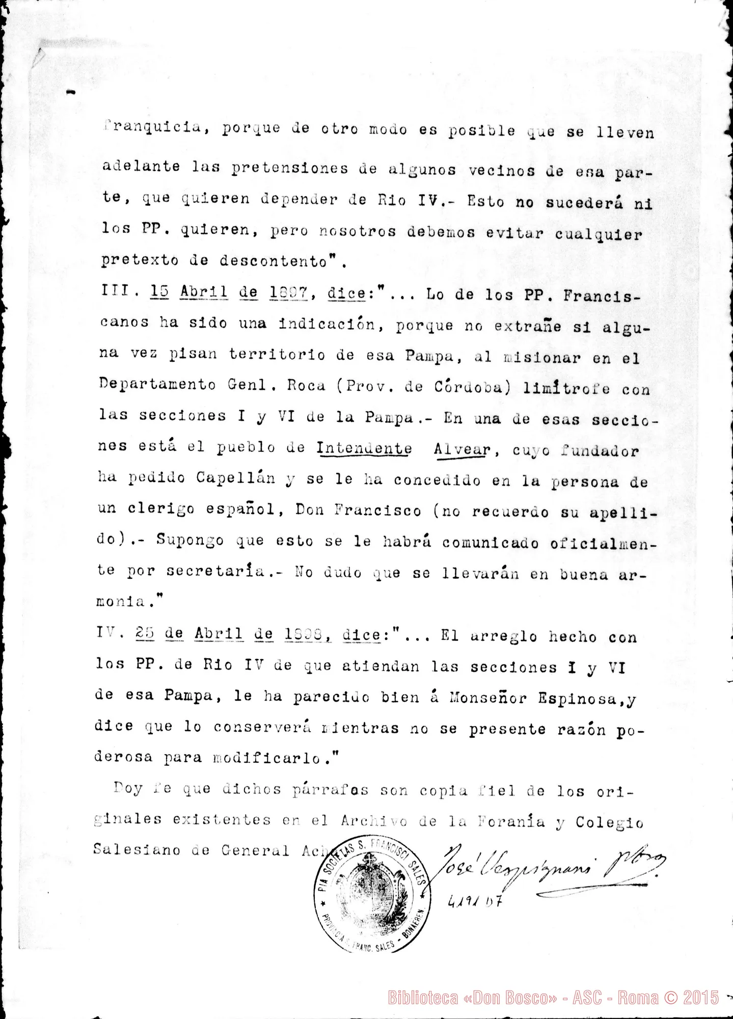 Fotogramma D 7 — Don Vespignani: dichiarazione. Buenos Aires, 28-03-1910