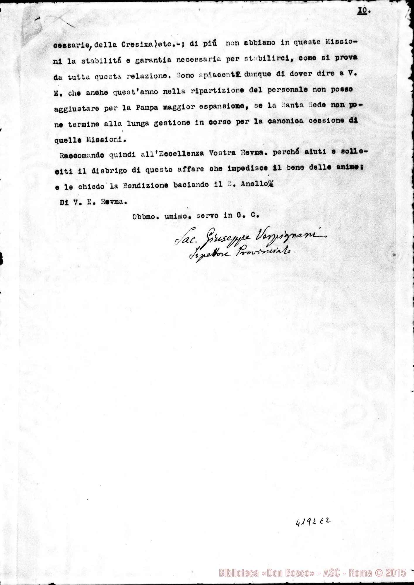 Fotogramma C 2 — Don Vespignani-Mons. Achille Locatelli, il 13-11-1912. Relazione