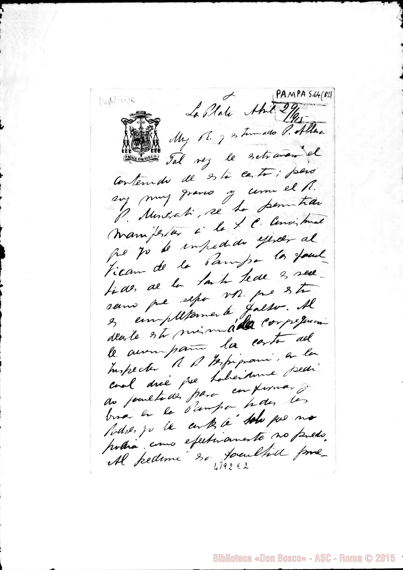 Fotogramma E 2 — Mons. Terrero-Don Albera. La Piata, 29-04-1915