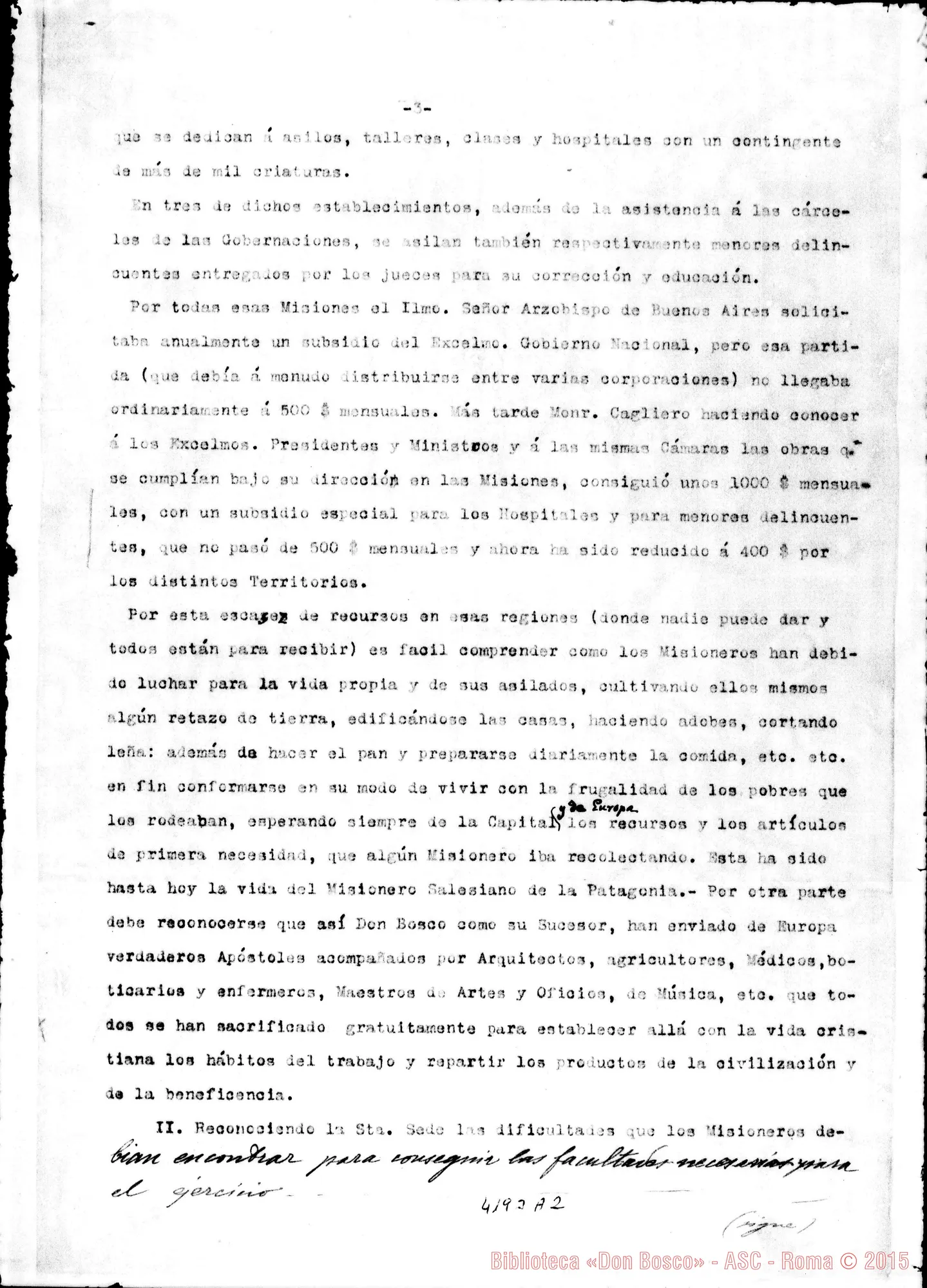 Fotogramma A 2 — Don Vespignani-Don Rua. Buenos Aires, 1-09-1909. All. lett. di D. Vespignani A Mons. Locatelli, 7-08-1909