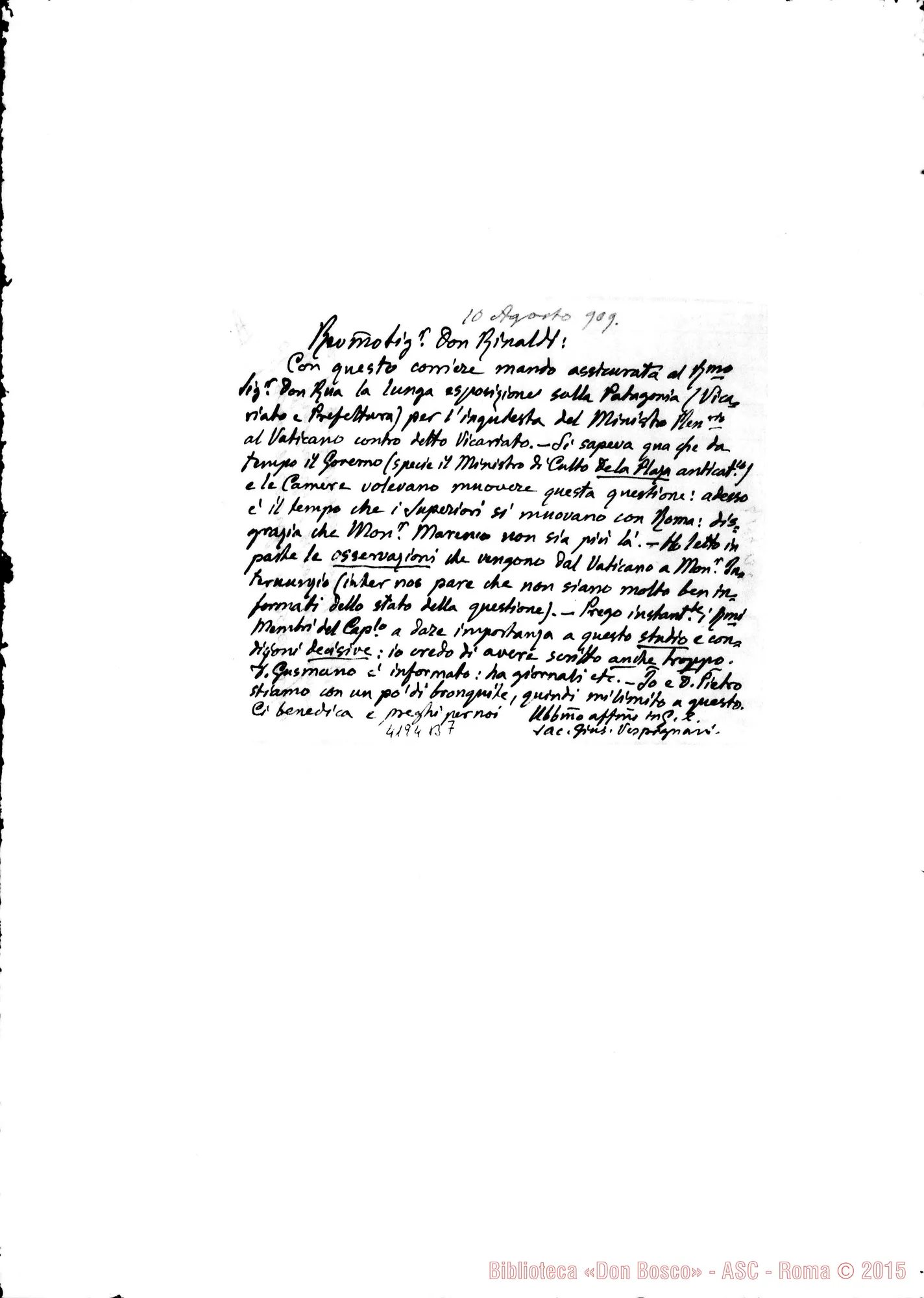 Fotogramma B 7 — Don Vespignani-Don Rinaldi, il 10-08-1909