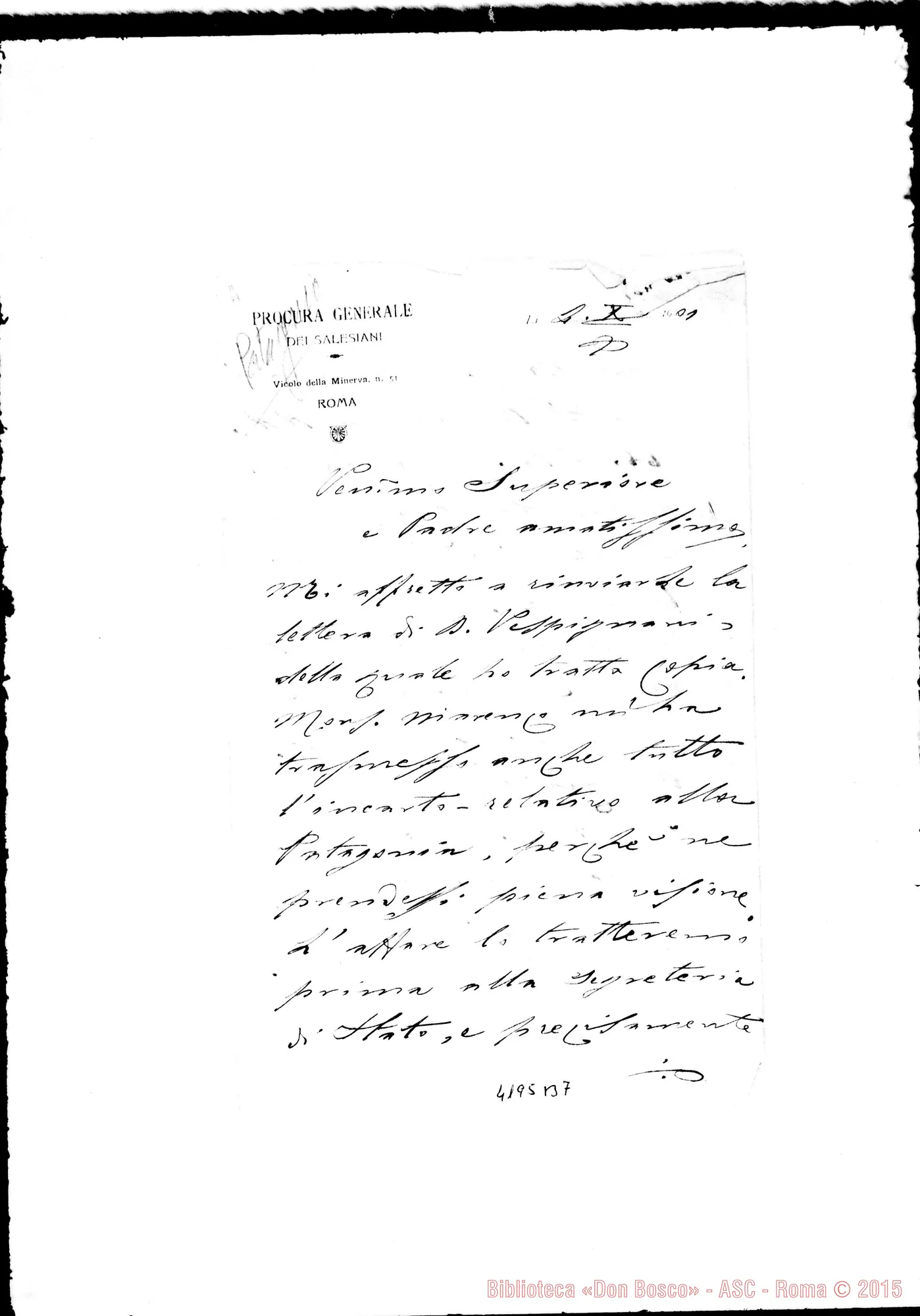Fotogramma B 7 — Don Munerati-Don Rua. Roma, 2-10-1909