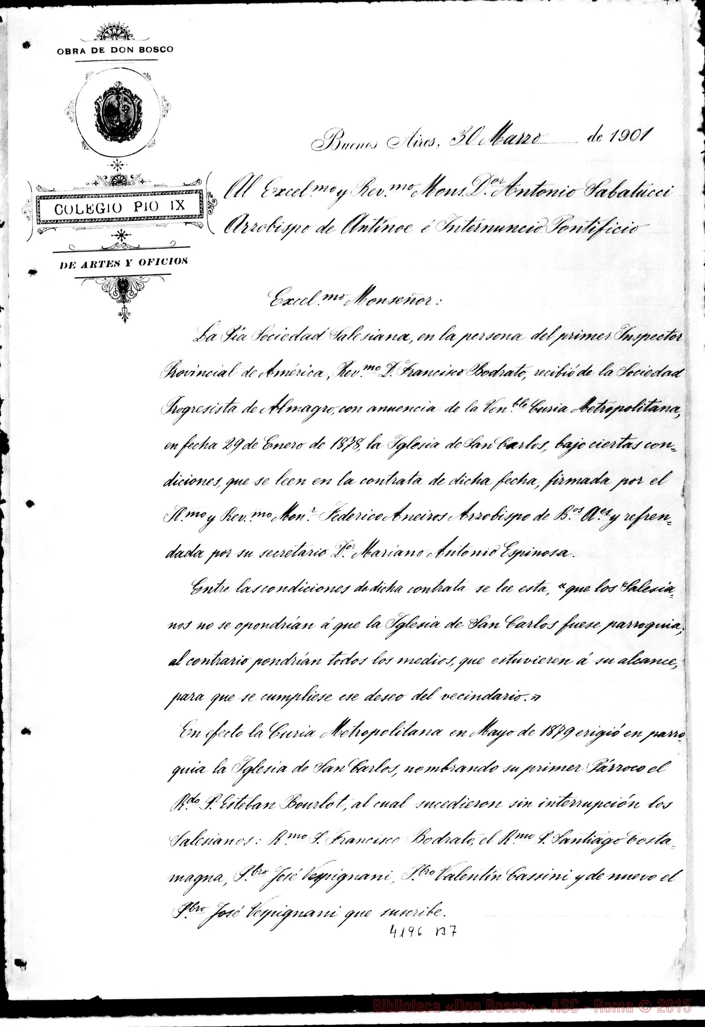 Fotogramma B 7 — Don Vespignani-Antonio Sabatucci, internunzio. Buenos Aires, 30-03-1901