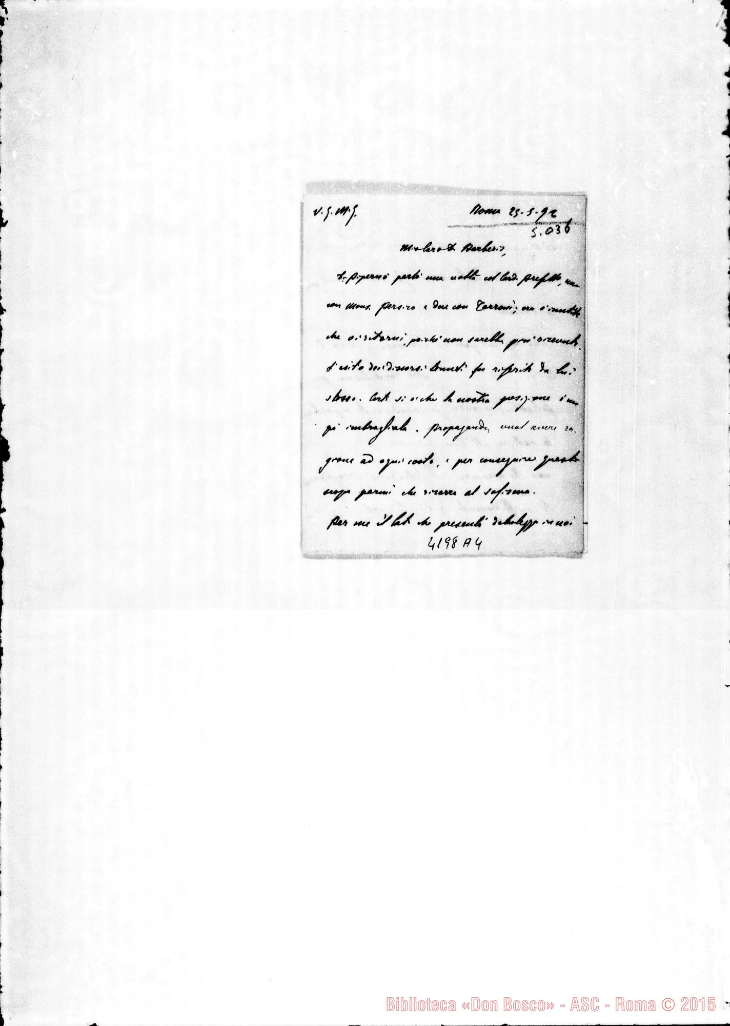 Fotogramma A 4 — Don Cagliero C.-Don Barberis G.. Roma, 25-05-1892. Betlemme