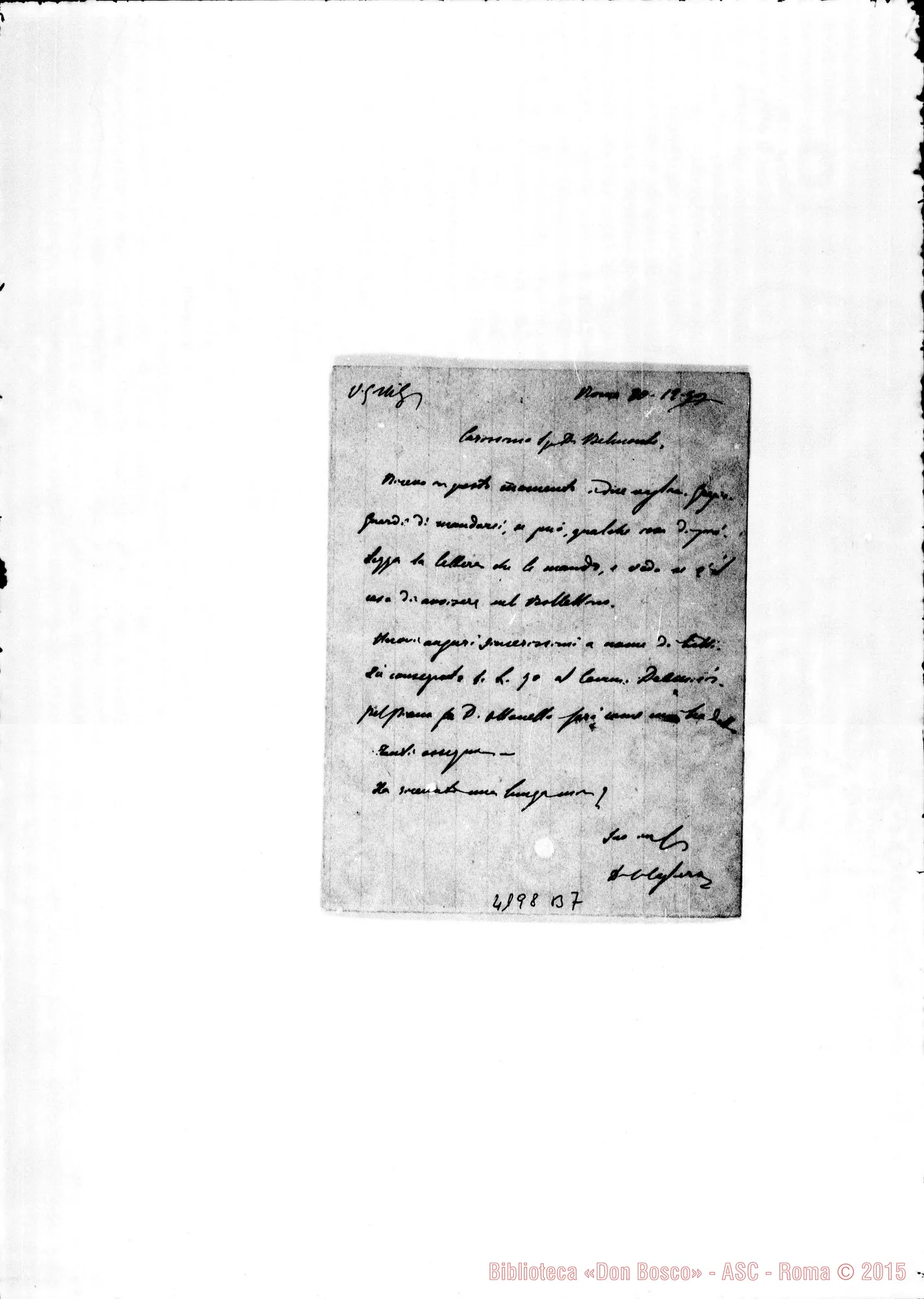 Fotogramma B 7 — Don Cagliero C.-Don Belmonte. Roma, 10-12-1892