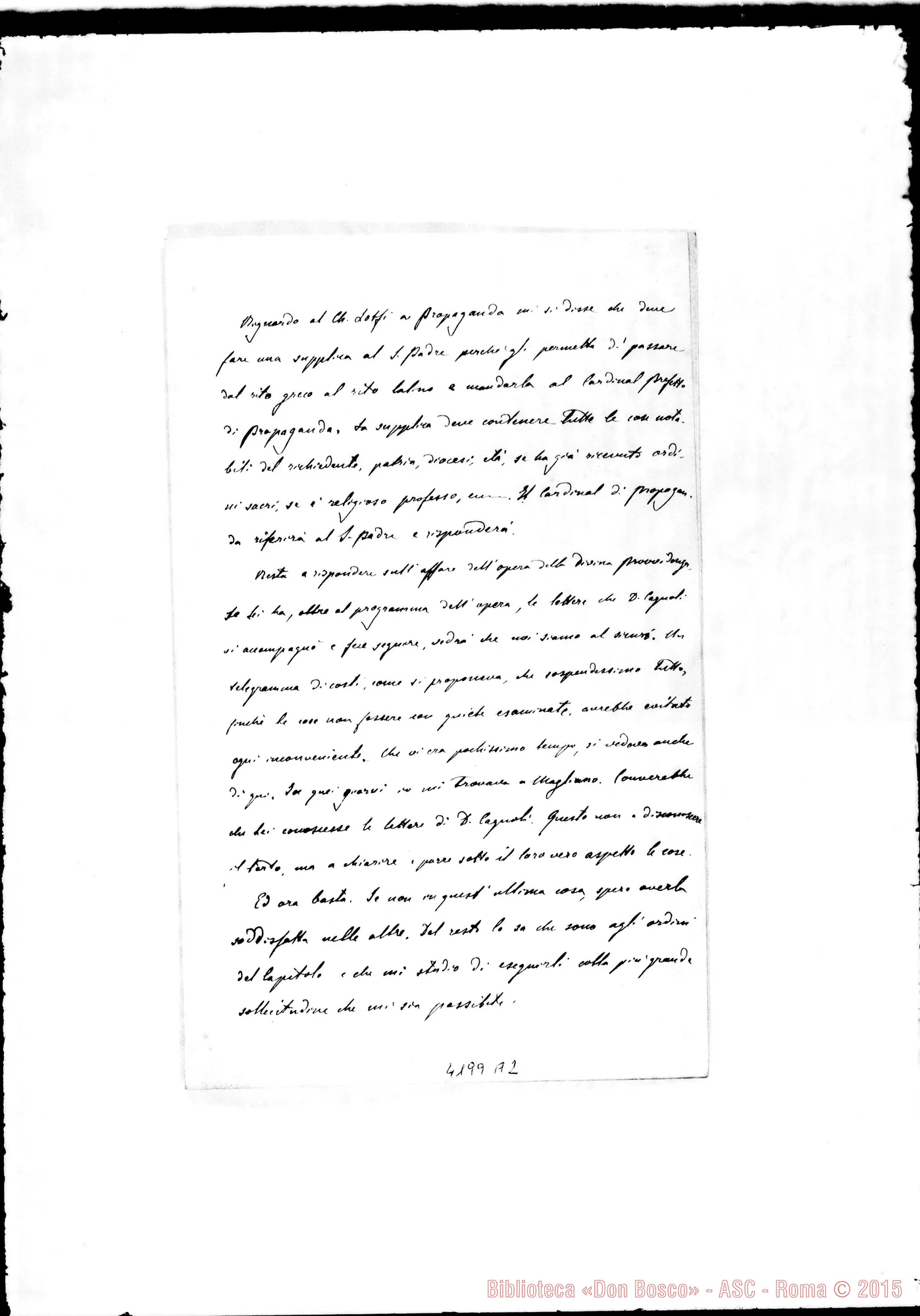 Fotogramma A 2 — 12.. Don Cagliero C.-Don Bonetti. Roma, 18-07-1888. Causa di Beatificazione di D. Bosco