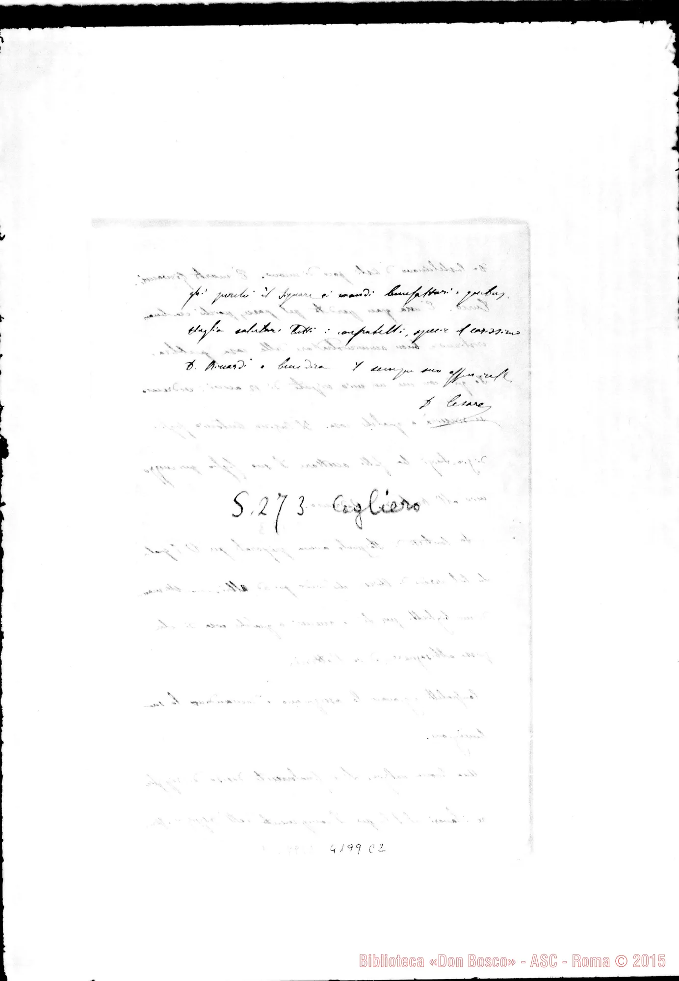 Fotogramma C 2 — Don Cagliero C.-Mons. Cagliero. Roma, 10-12-1889. Notizie varie