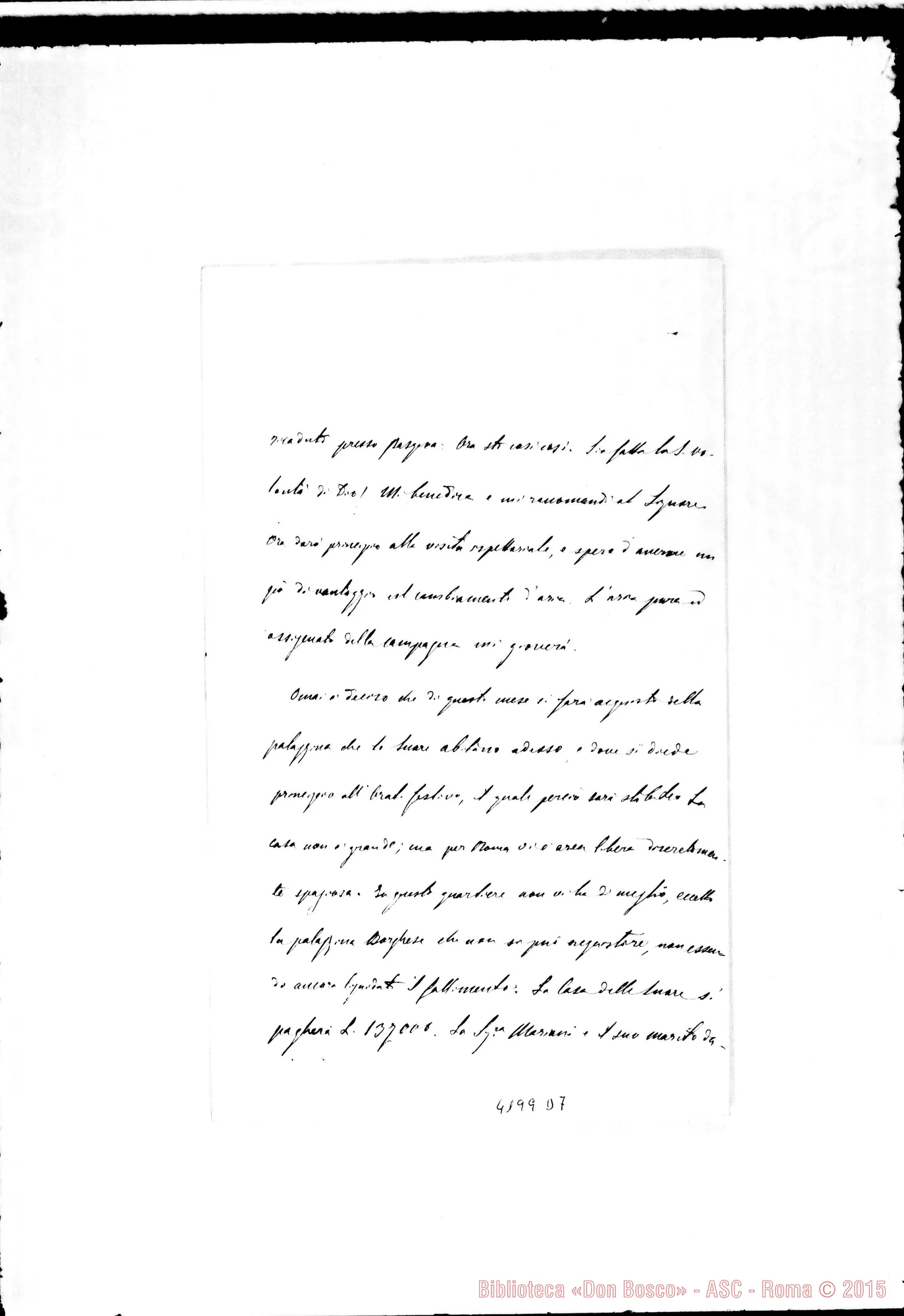 Fotogramma D 7 — Don Cagliero C.-Mons. Cagliero. Roma, 5-01-1895. Relazioni per Propaganda F.