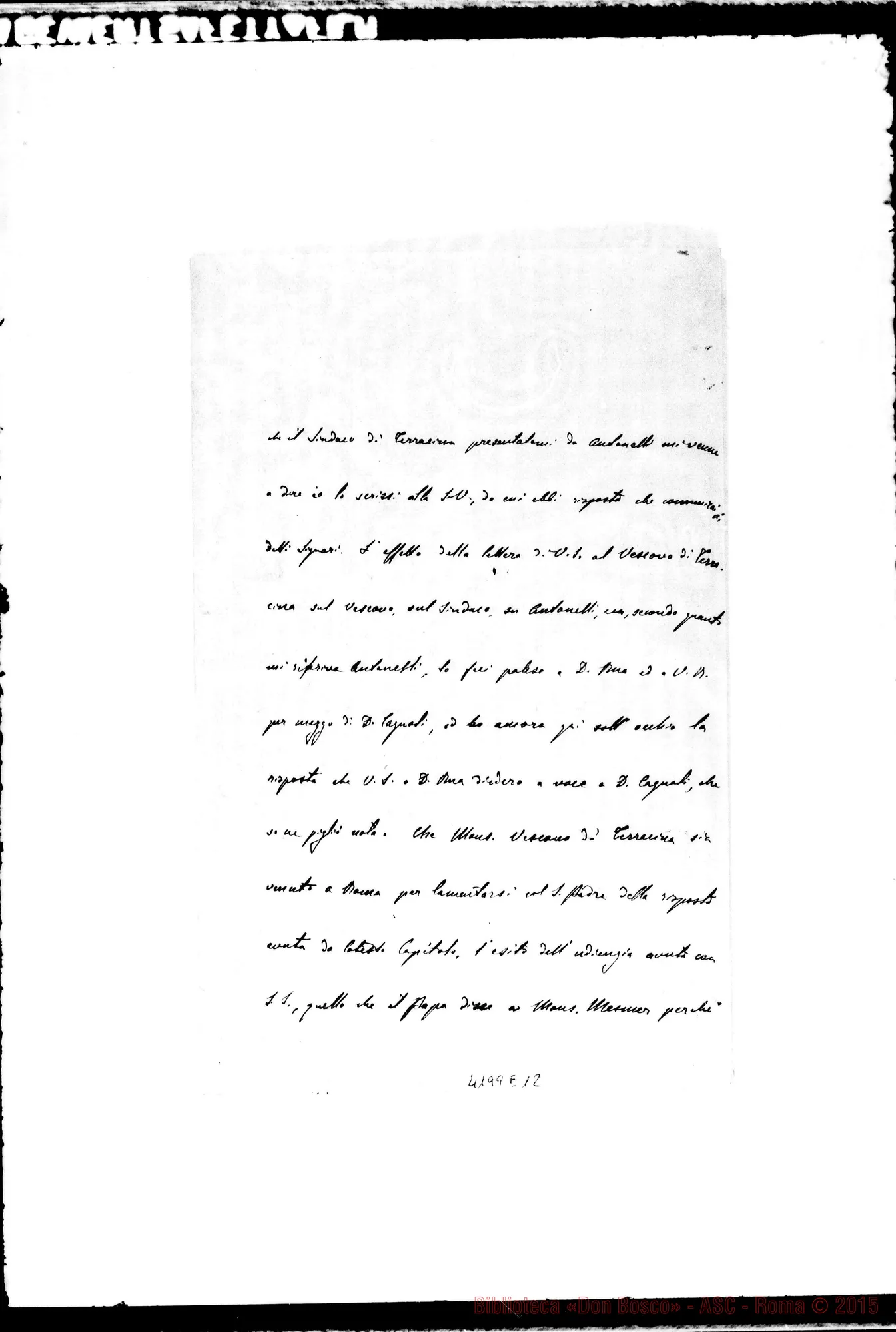 Fotogramma E 12 — Don Cagliero C.-Don Durando. Roma, 9-07-1889. Terracina. Magliano