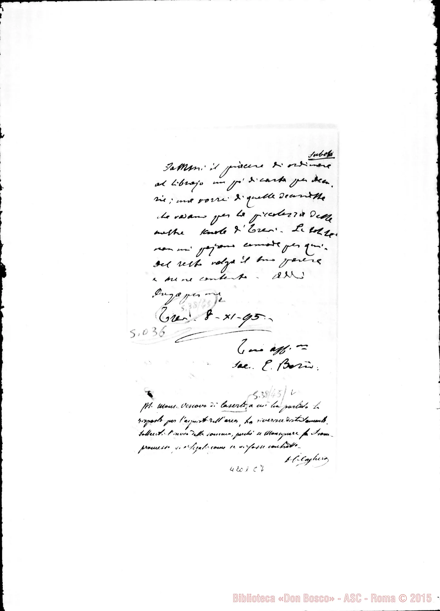 Fotogramma C 7 — Don Cagliero C.-Don Durando. Roma, -11-1895. Trevi Caserta