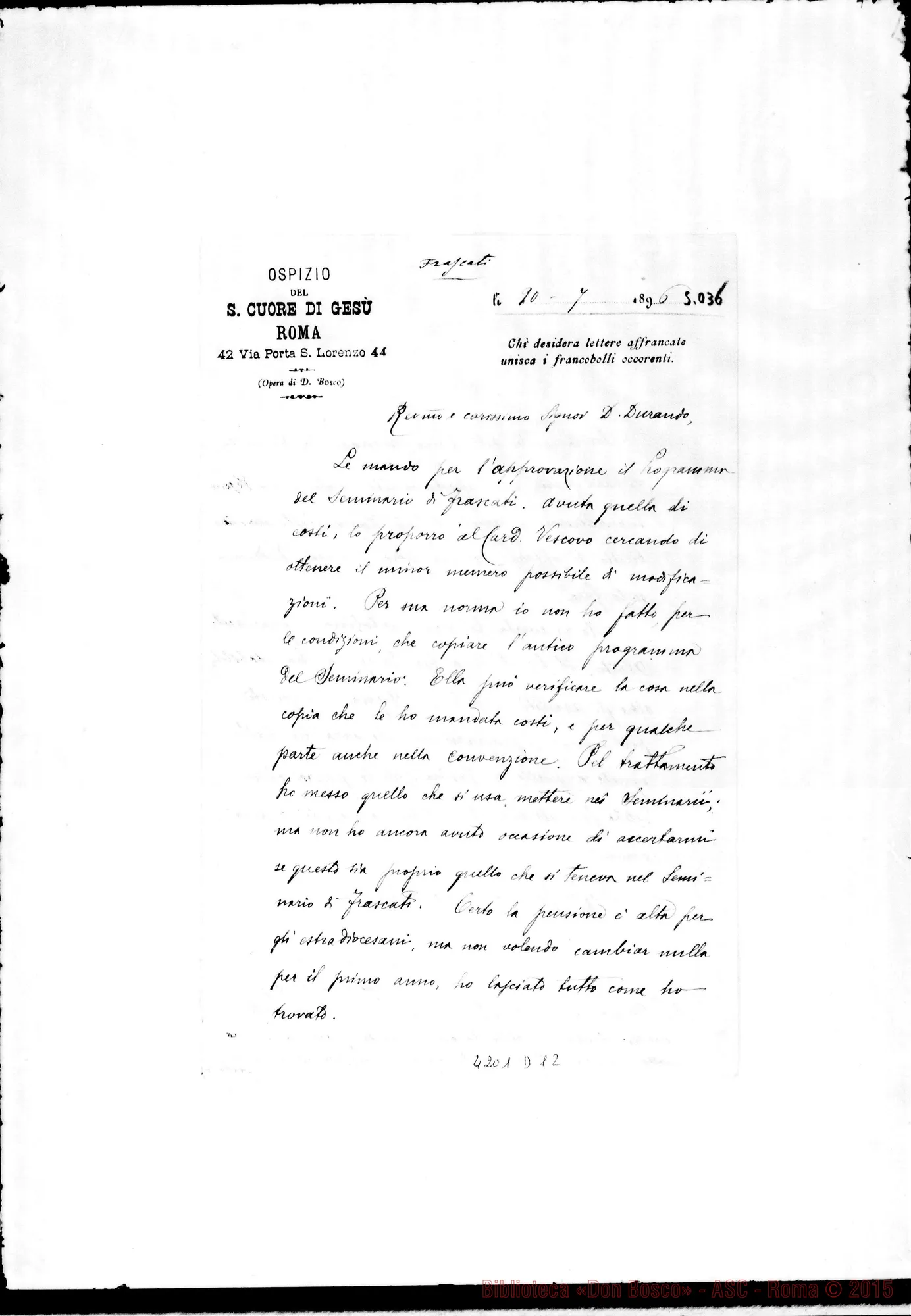 Fotogramma D 12 — Don Cagliero C.-Don Durando. Roma, 10-07-1896. Frascati