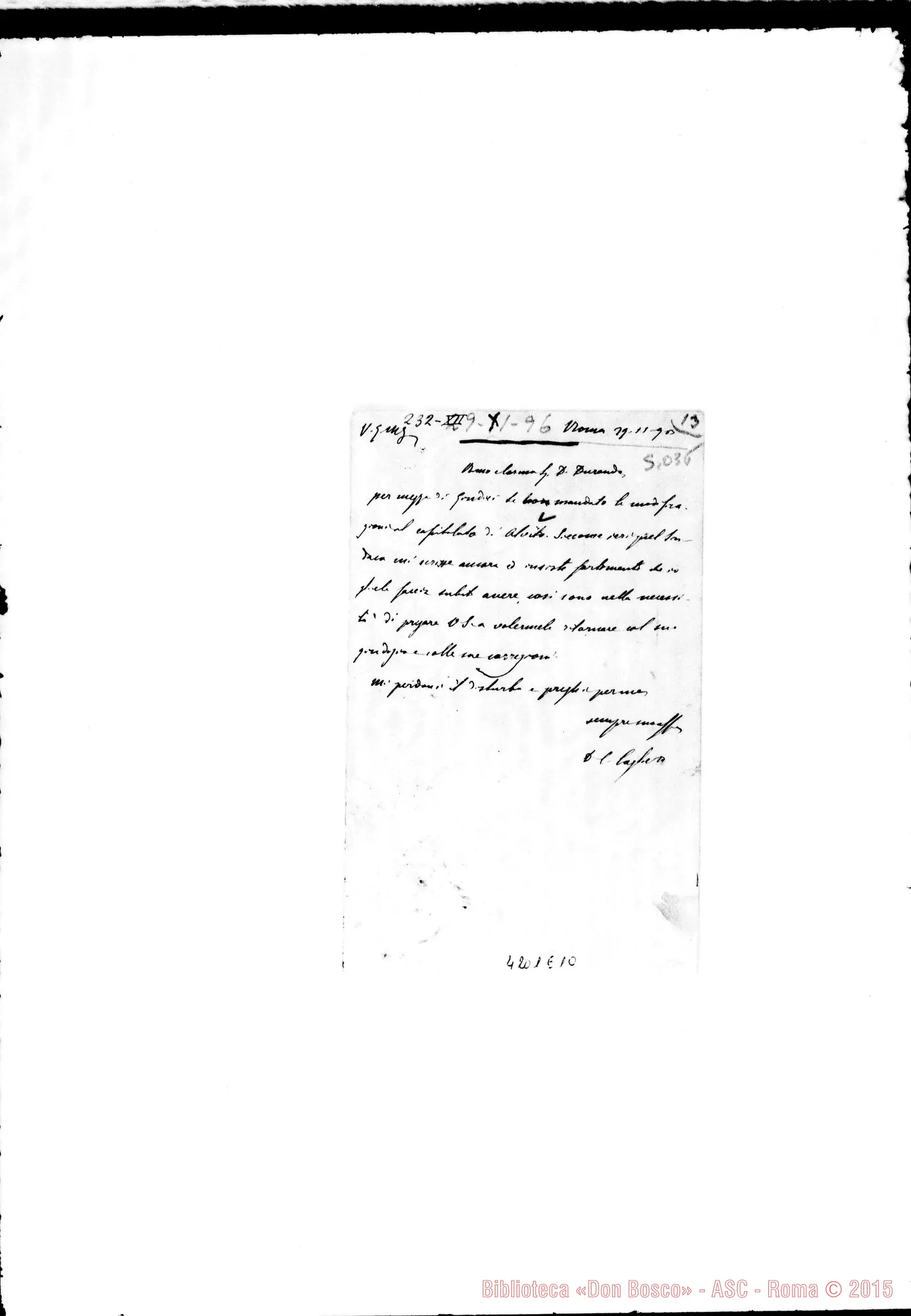 Fotogramma E 10 — Don Cagliero C.-Don Durando. Roma, 29-11-1896. Alvito
