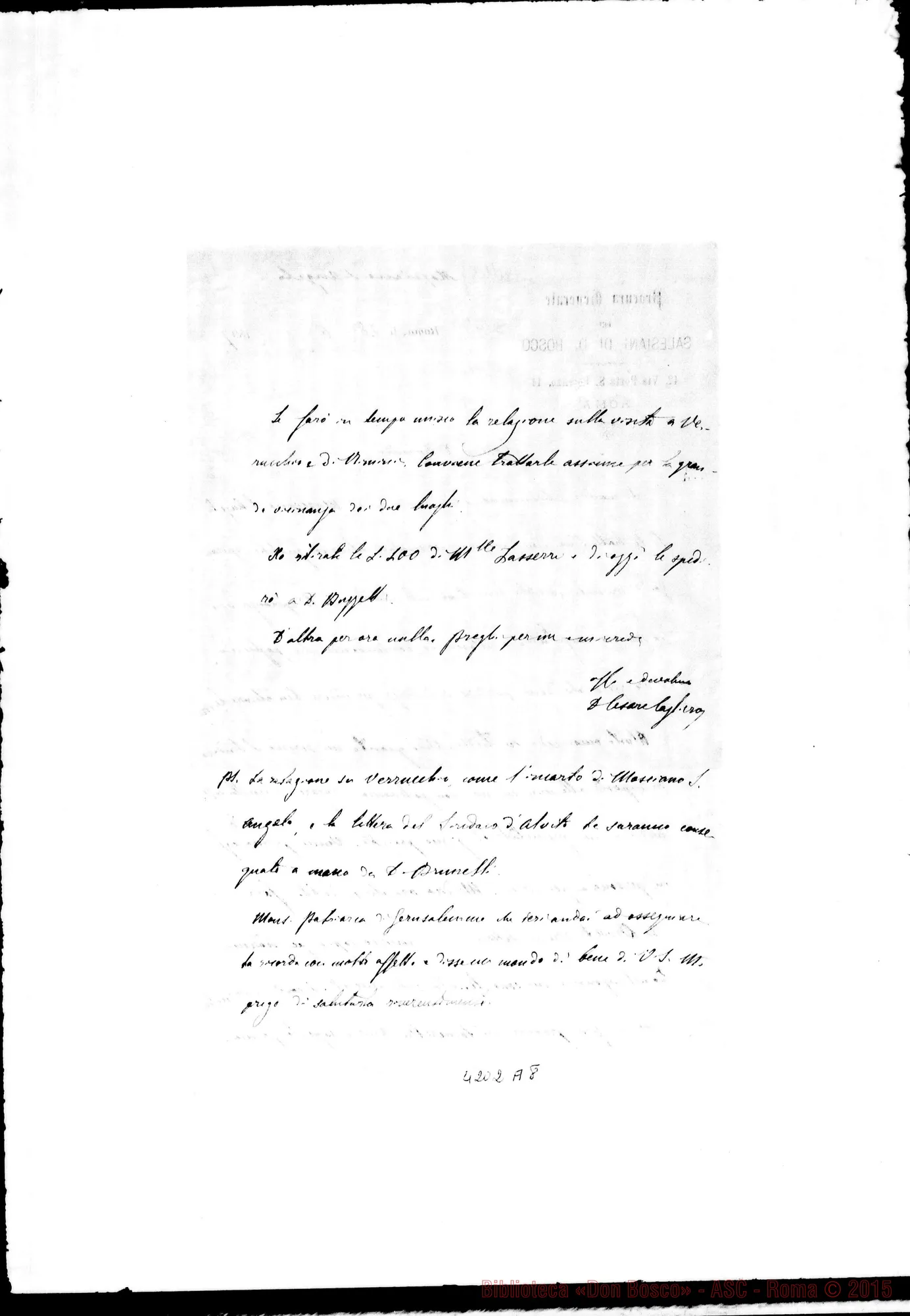 Fotogramma A 8 — Don Cagliero C.-Don Durando. Roma, 28-06-1897. Mosciano Sant’Angelo