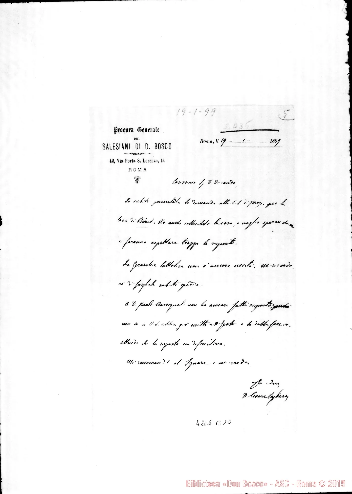 Fotogramma B 10 — Don Cagliero C.-Don Durando. Roma, 19-01-1899. Beirut