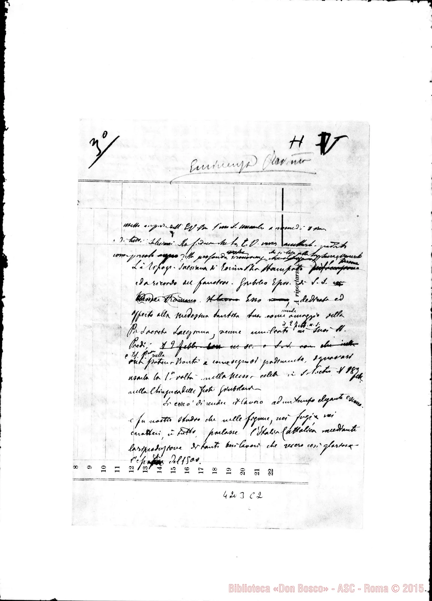 Fotogramma C 2 — Don Cagliero C.-Eminenza Rev.ma. Minuta di lettera