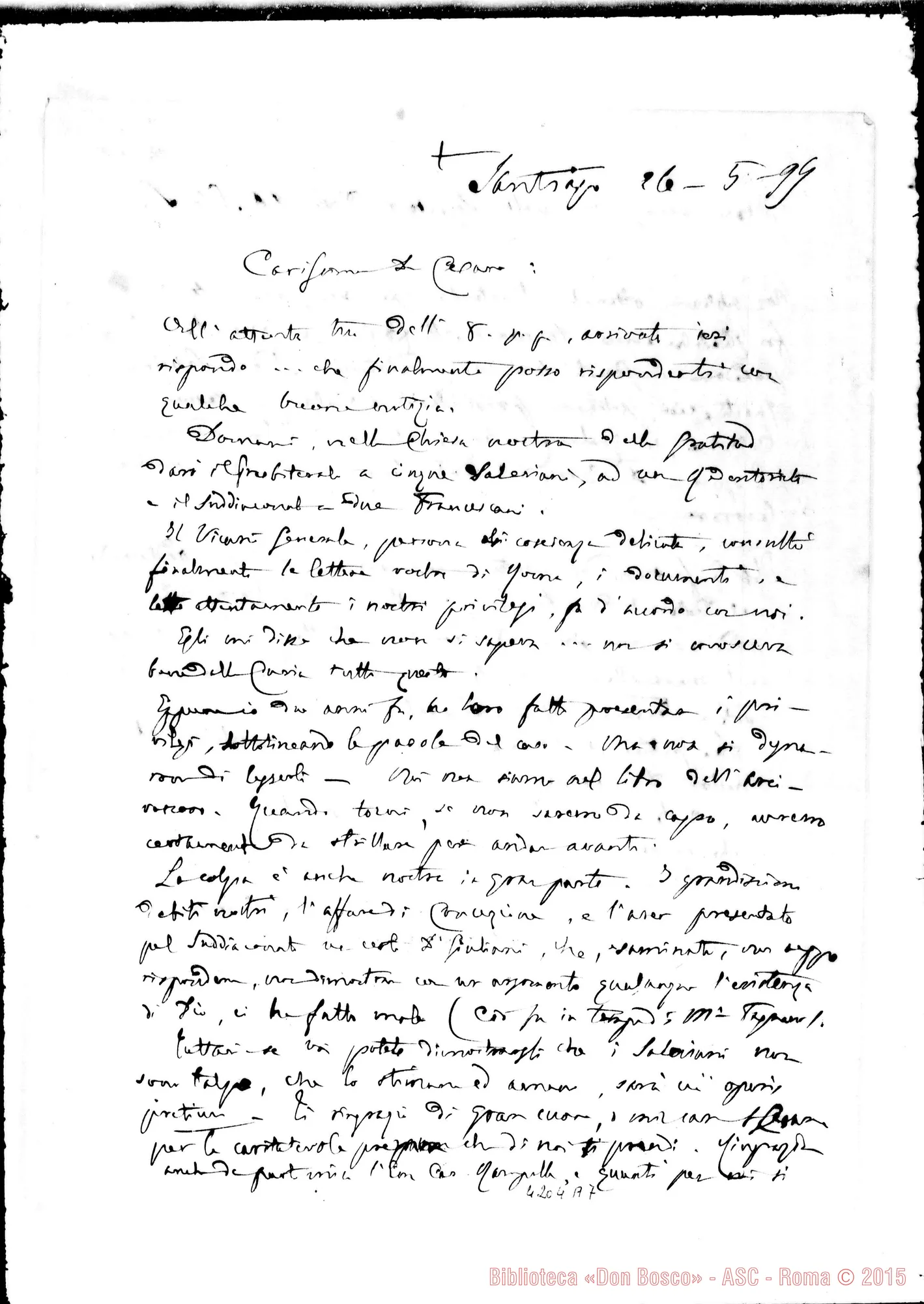 Fotogramma A 7 — Mons. Giacomo Costamagna-Don Cagliero. Santiago, 26-05-1899