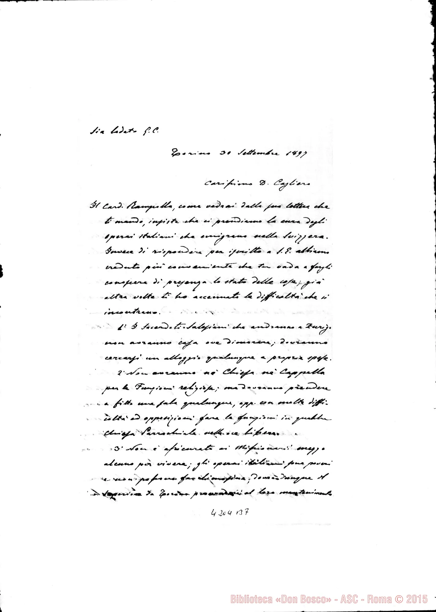 Fotogramma B 7 — Don Durando-Don Cagliero C.. Torino, 30-09-1897. Card. Rampolla-Svizzera