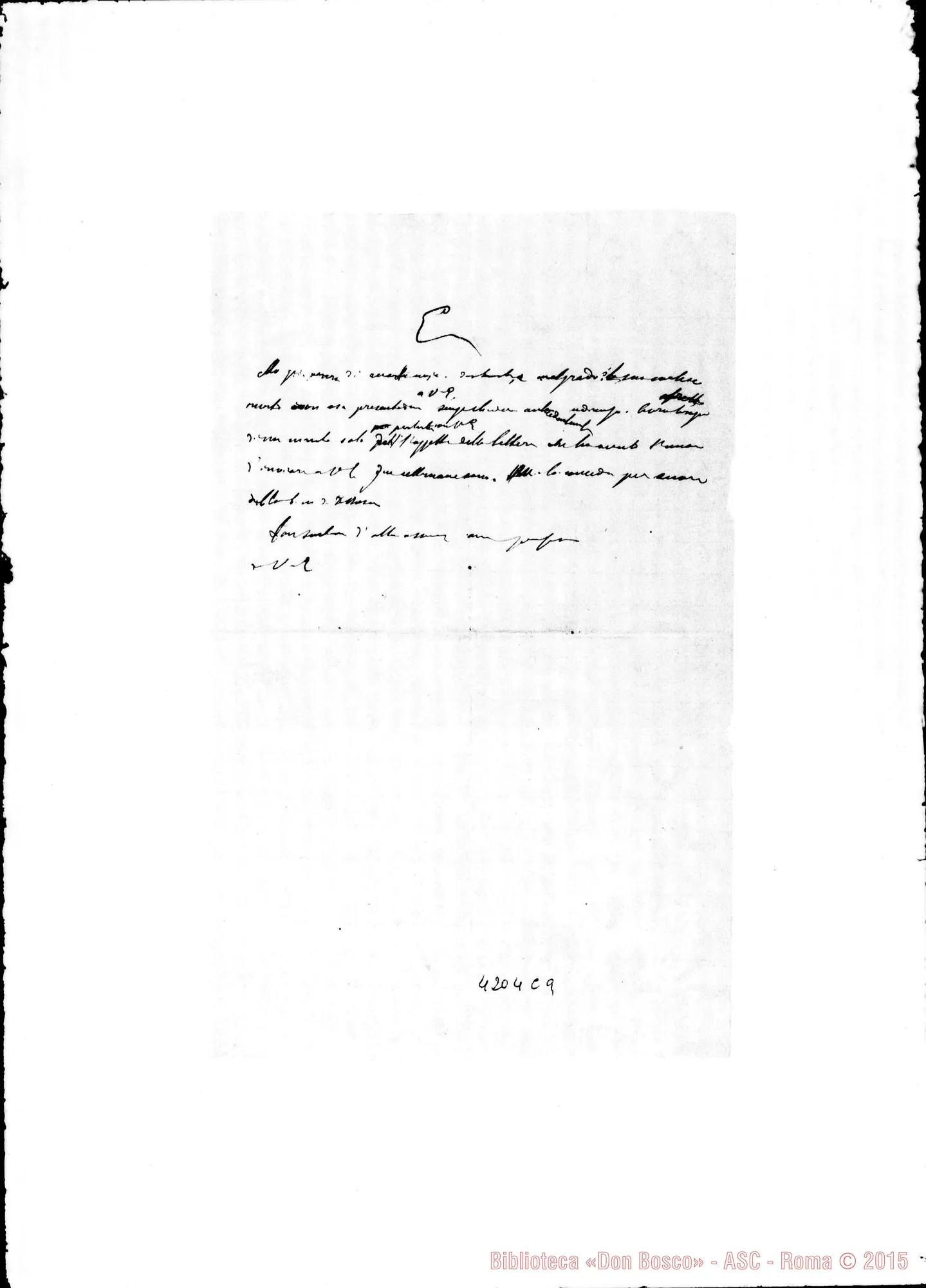 Fotogramma C 9 — Don Cagliero: minuta di lettera A Eccellenza