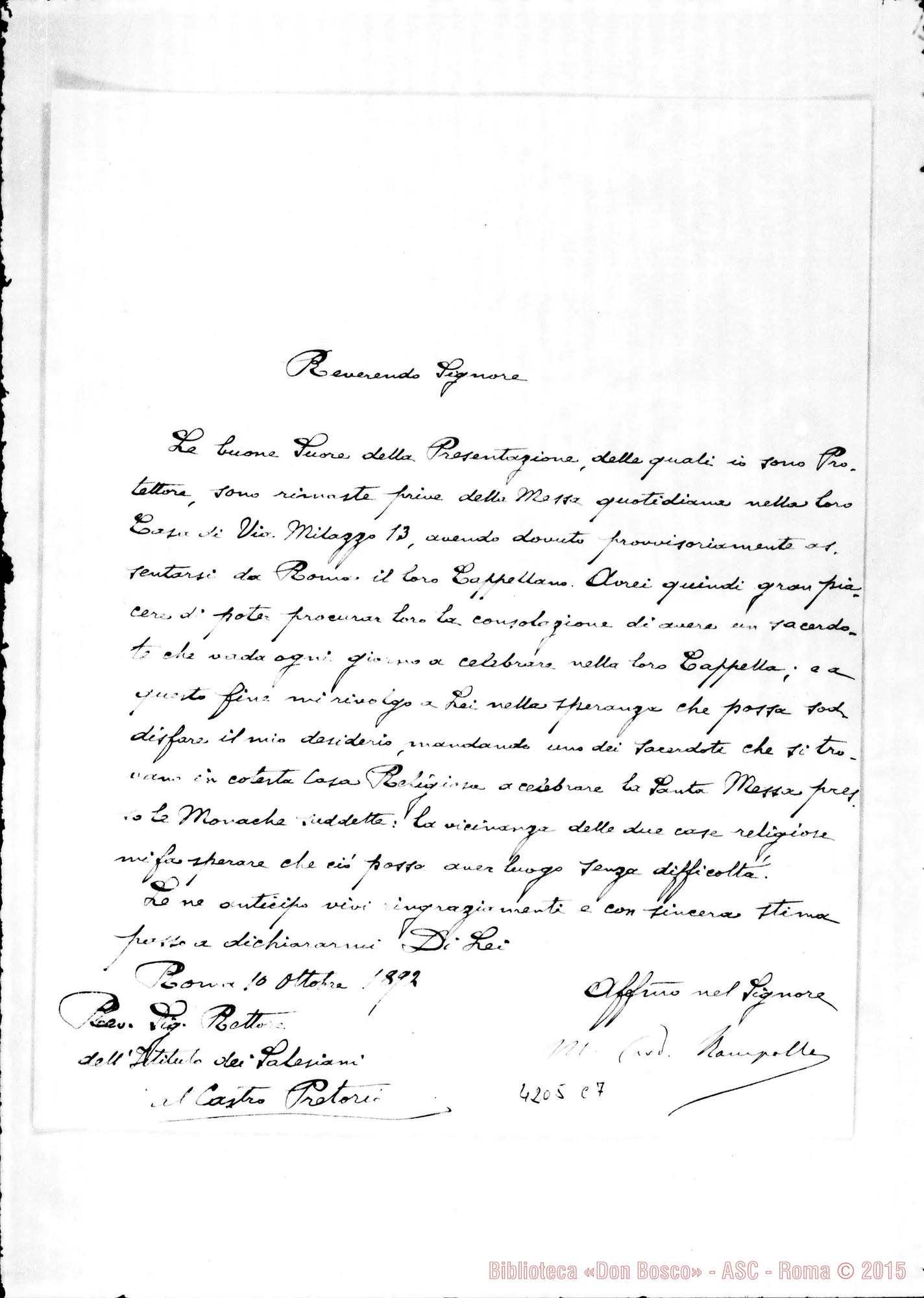 Fotogramma C 7 — Card. Rampolla-Don Cagliero C.. Roma, 10-10-1892