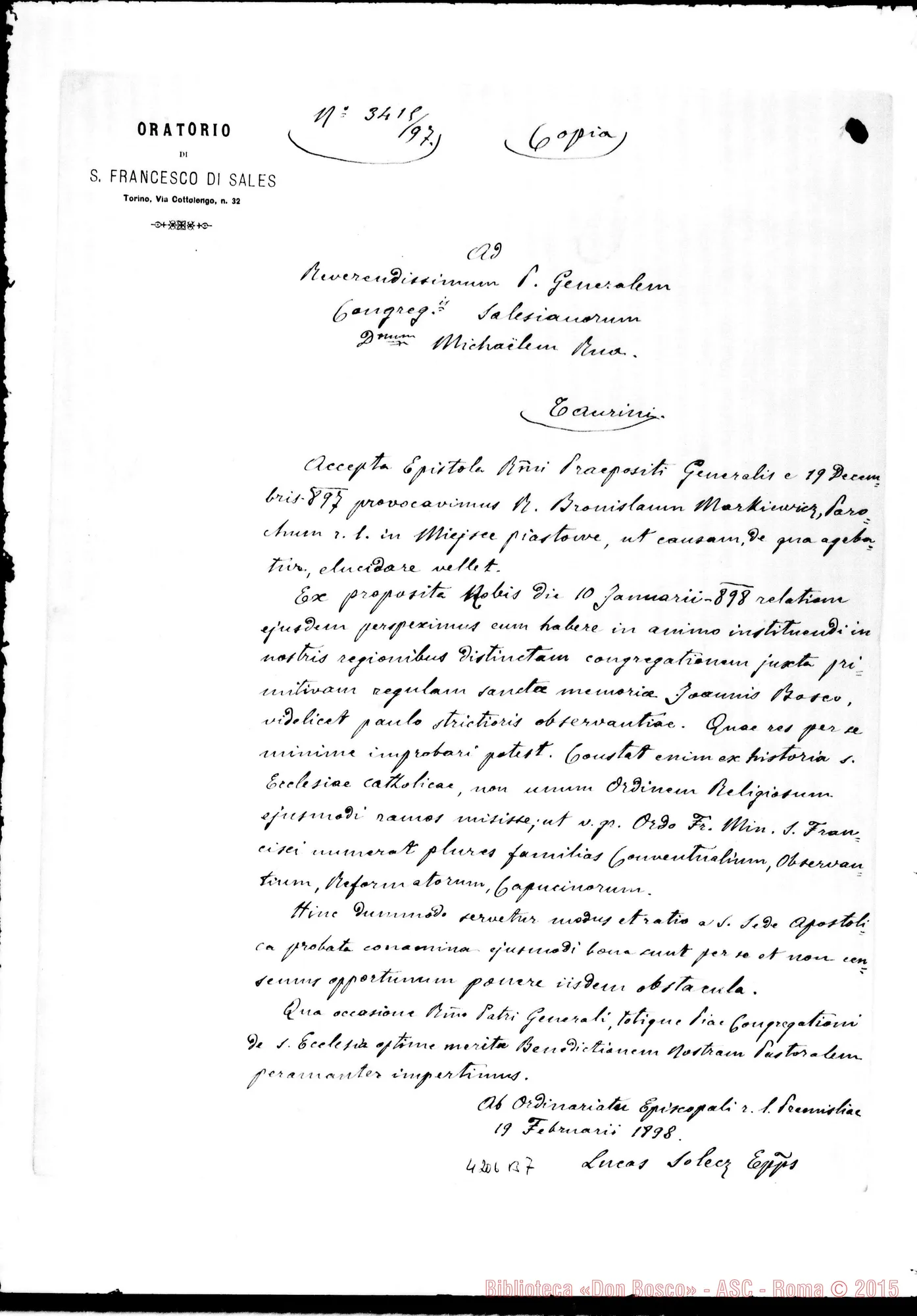 Fotogramma B 7 — Lucas Solecki, vesc. di Przemysl-Don Rua, il 19-02-1898. Copia
