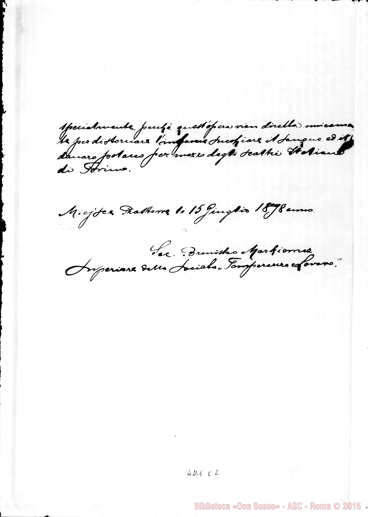 Fotogramma C 2 — Don Markiewicz-Signori Consiglieri. Copia italiana E polacca, il 15-07-1898
