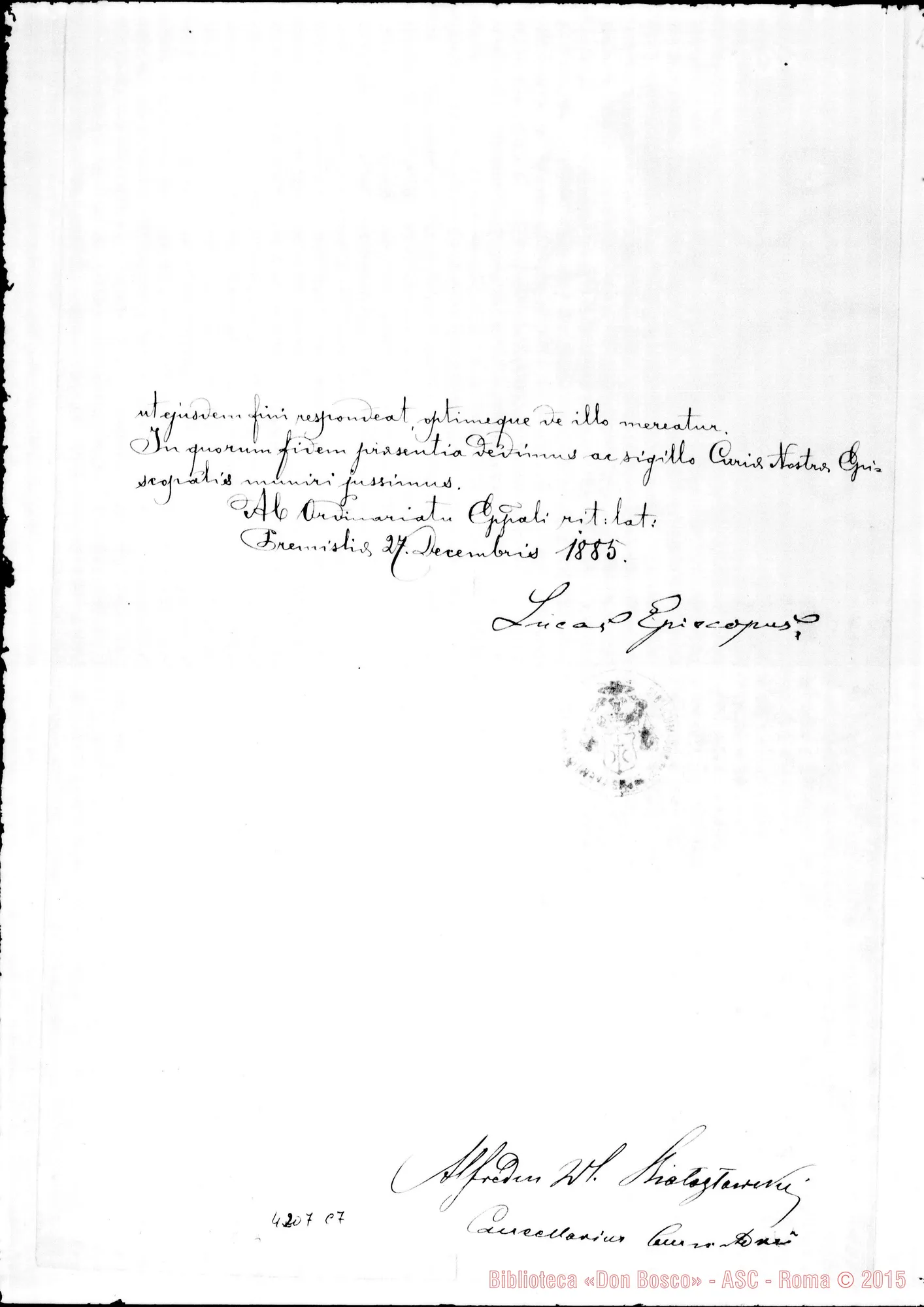 Fotogramma C 7 — Lucas Solecki, vesc.-Don Bosco, il 27-12-1885