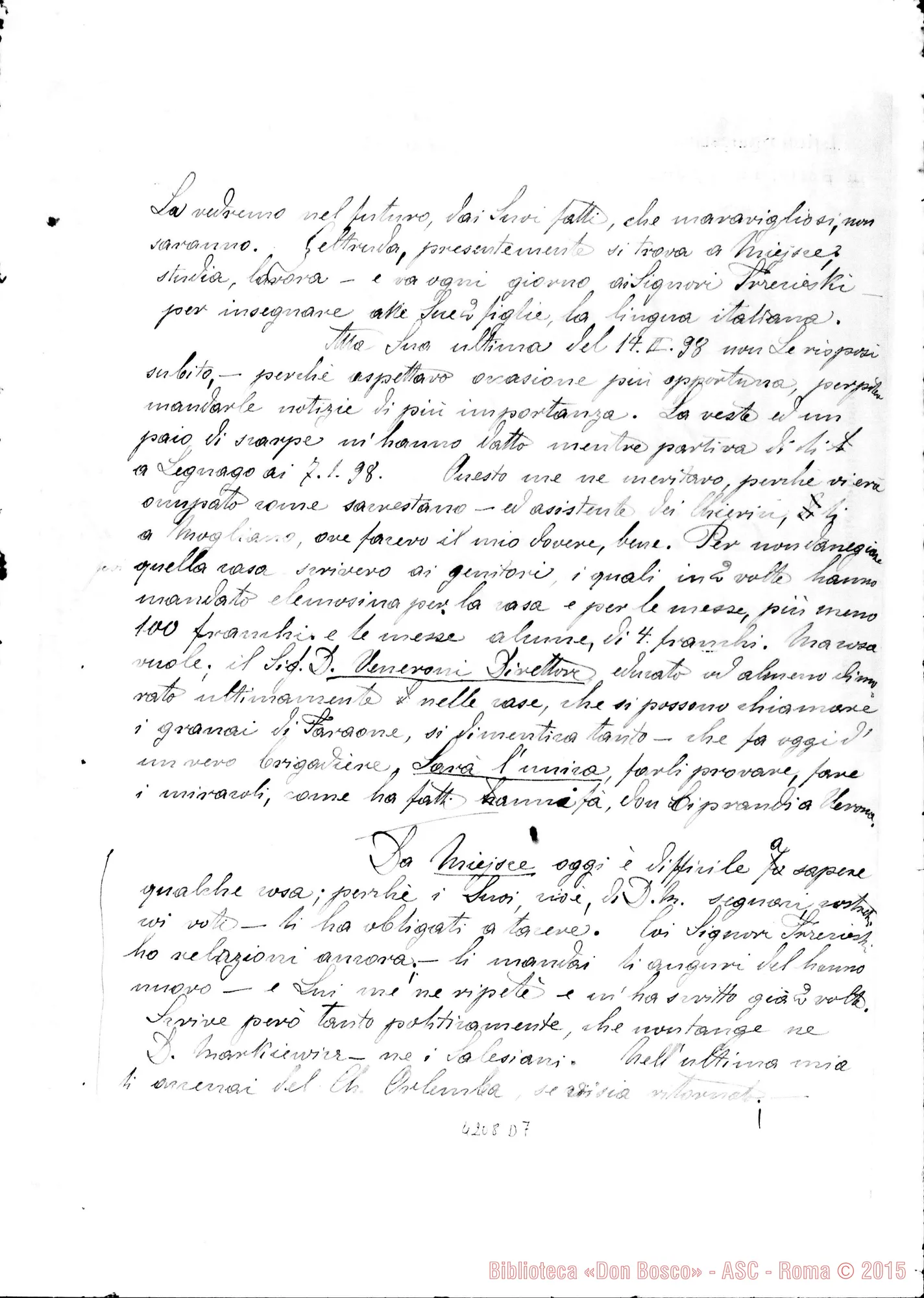 Fotogramma D 7 — Don Sikora Pietro-Don Rua. Legnago, 24-03-1898. Autogr. Rua