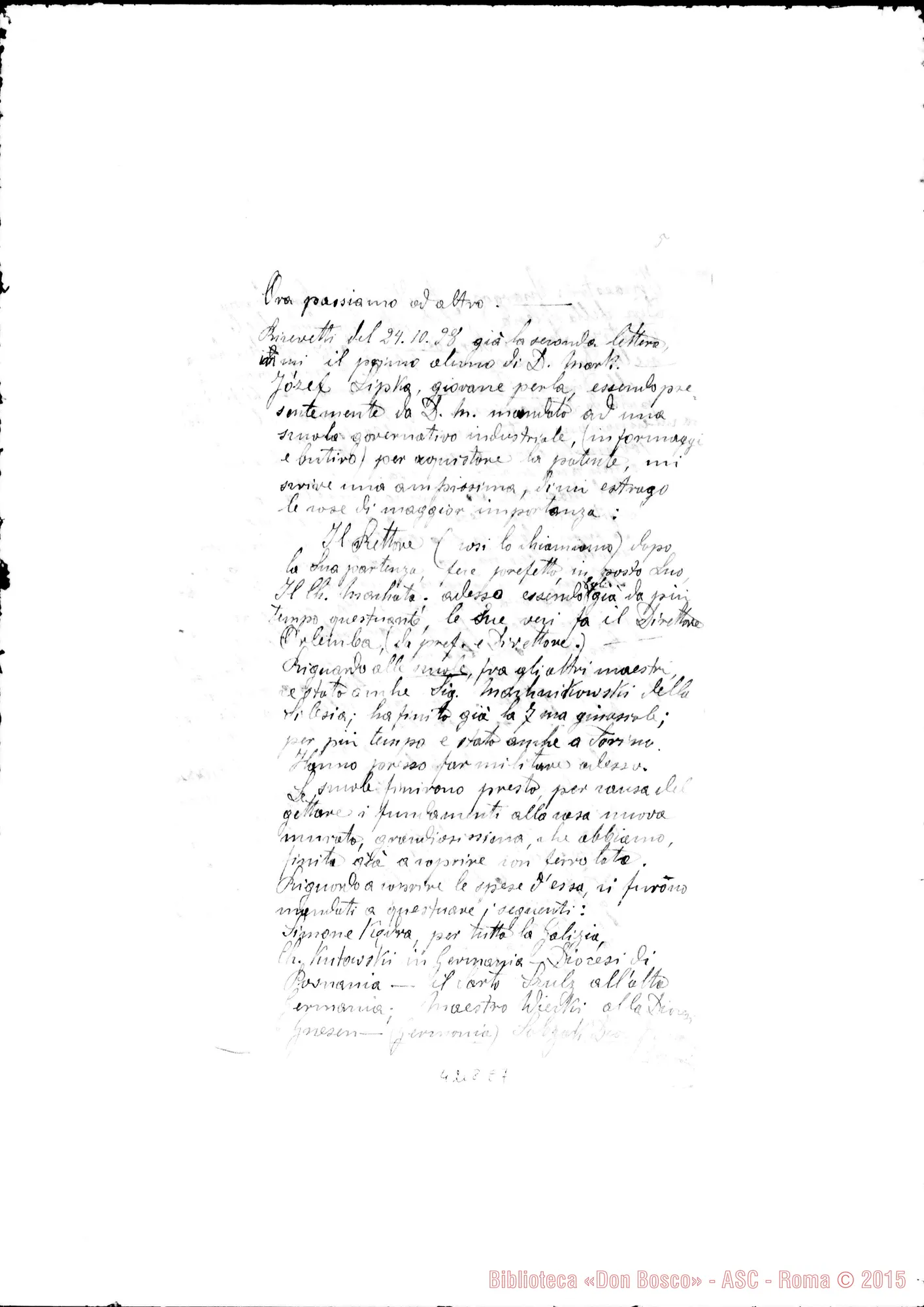 Fotogramma E 7 — Don Sikora Pietro: lettera incompleta, senza data né luogo