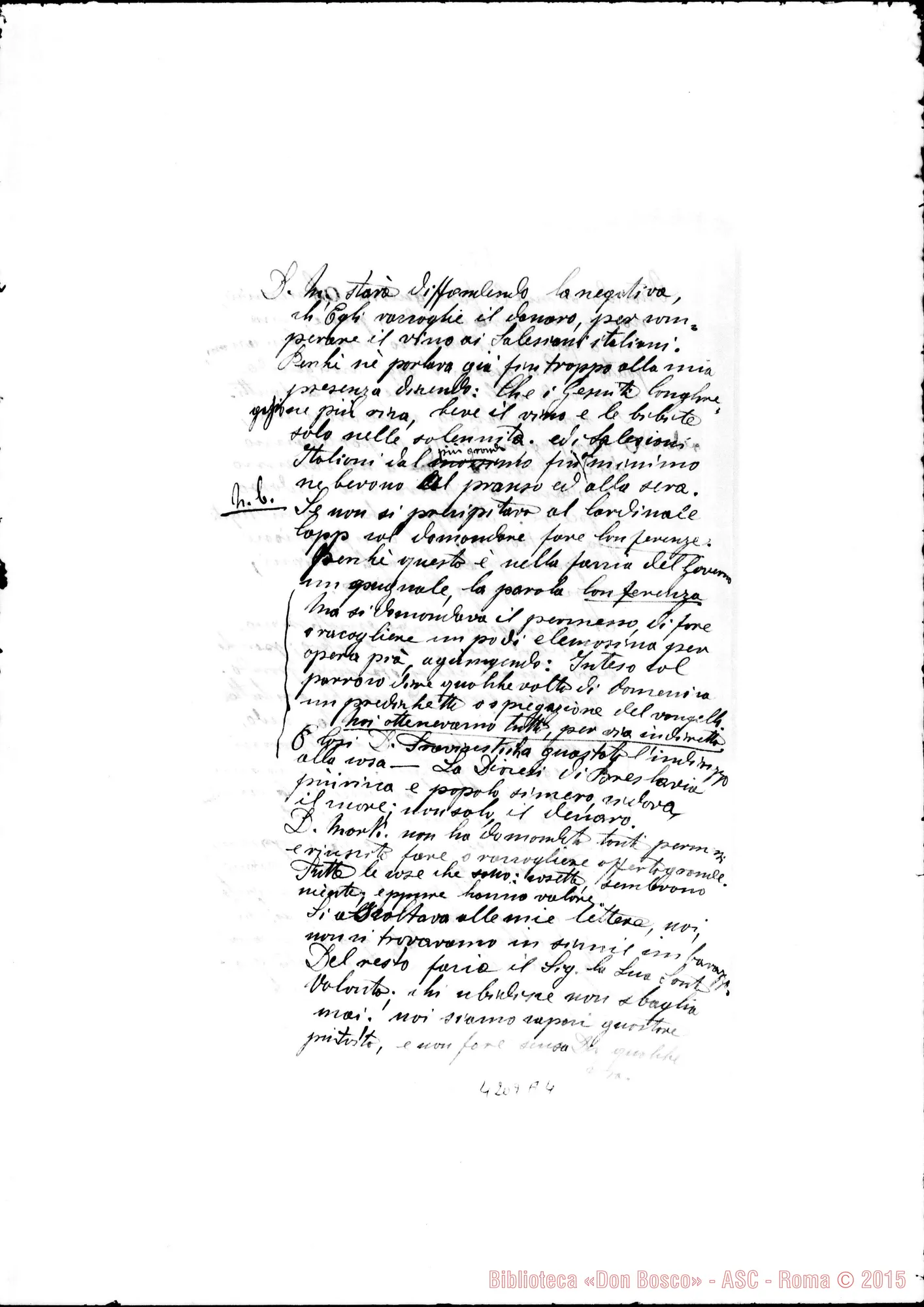 Fotogramma A 4 — Don Sikora Pietro: lettera incompleta, senza data né luogo
