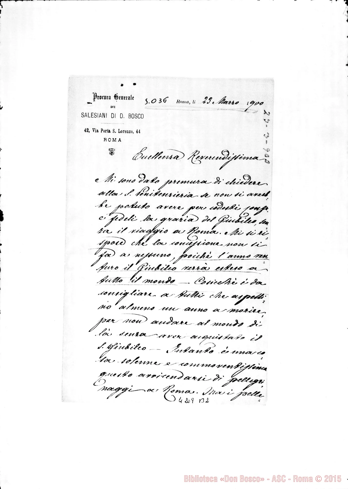 Fotogramma B 2 — Don Marenco-Mons. Cagliero. Roma, 23-03-1900. Sul Giubileo