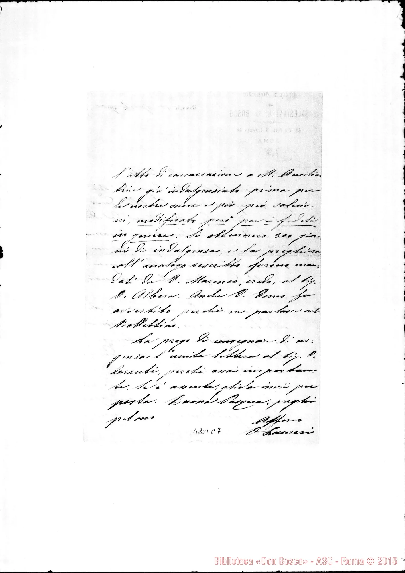 Fotogramma C 7 — Don Laureri-Don Berto. Roma, 11-04-1900. Messa di Maria Ausiliatrice