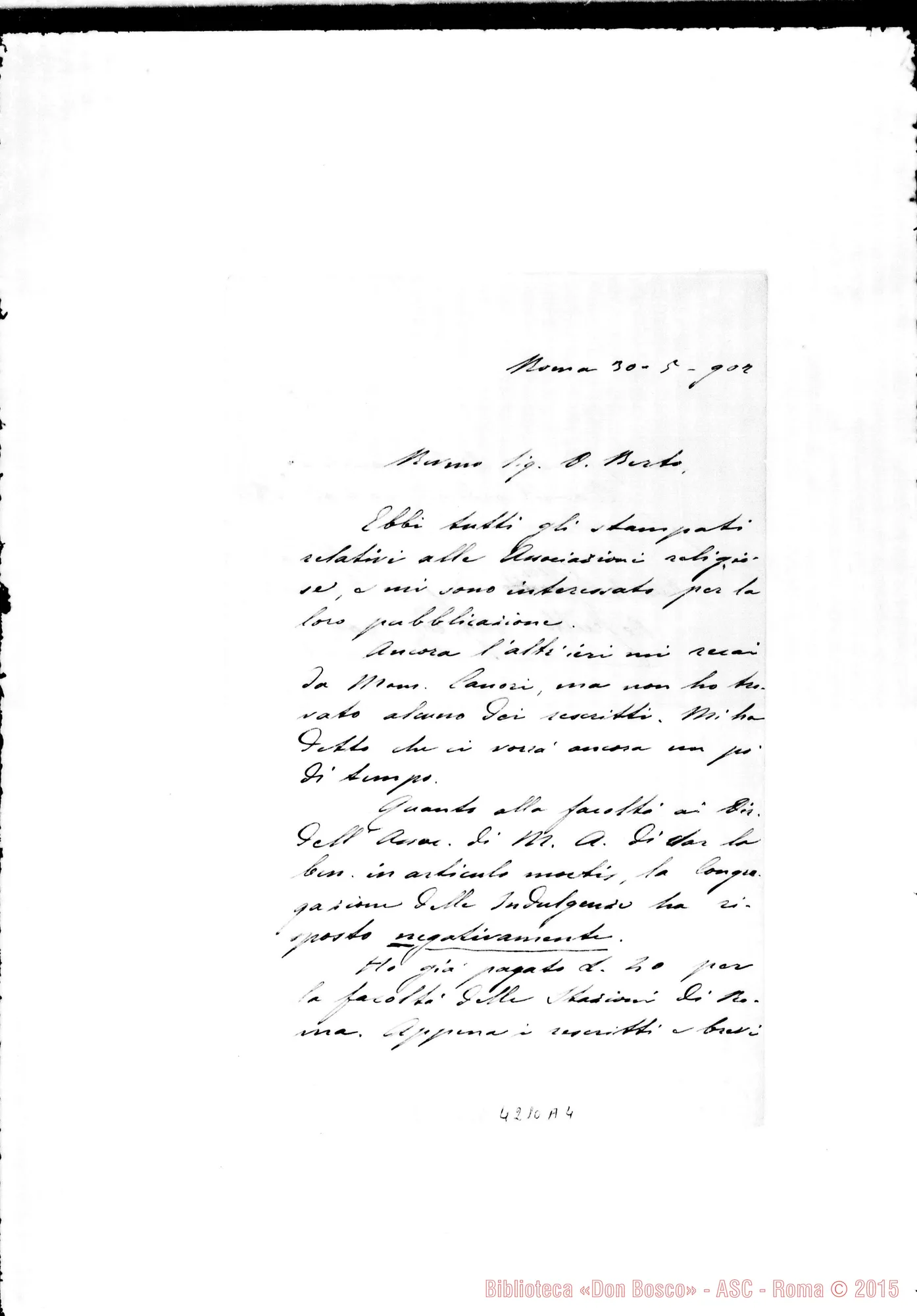 Fotogramma A 4 — Don Laureri-Don Berto. Roma, 30-05-1902. Associazioni religiose