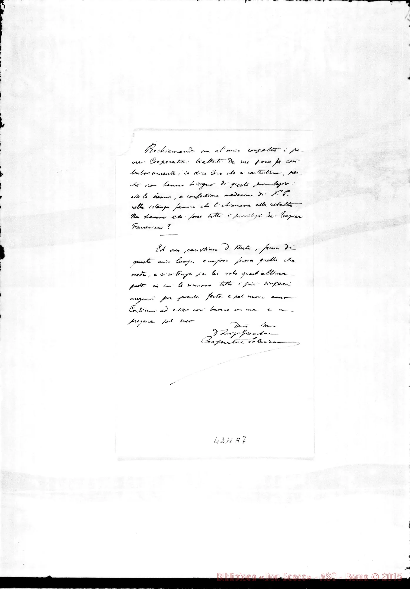 Fotogramma A 7 — Don Luigi Giambene-Don Berto. Roma, 26-12-1902. Sull’altare privilegiato
