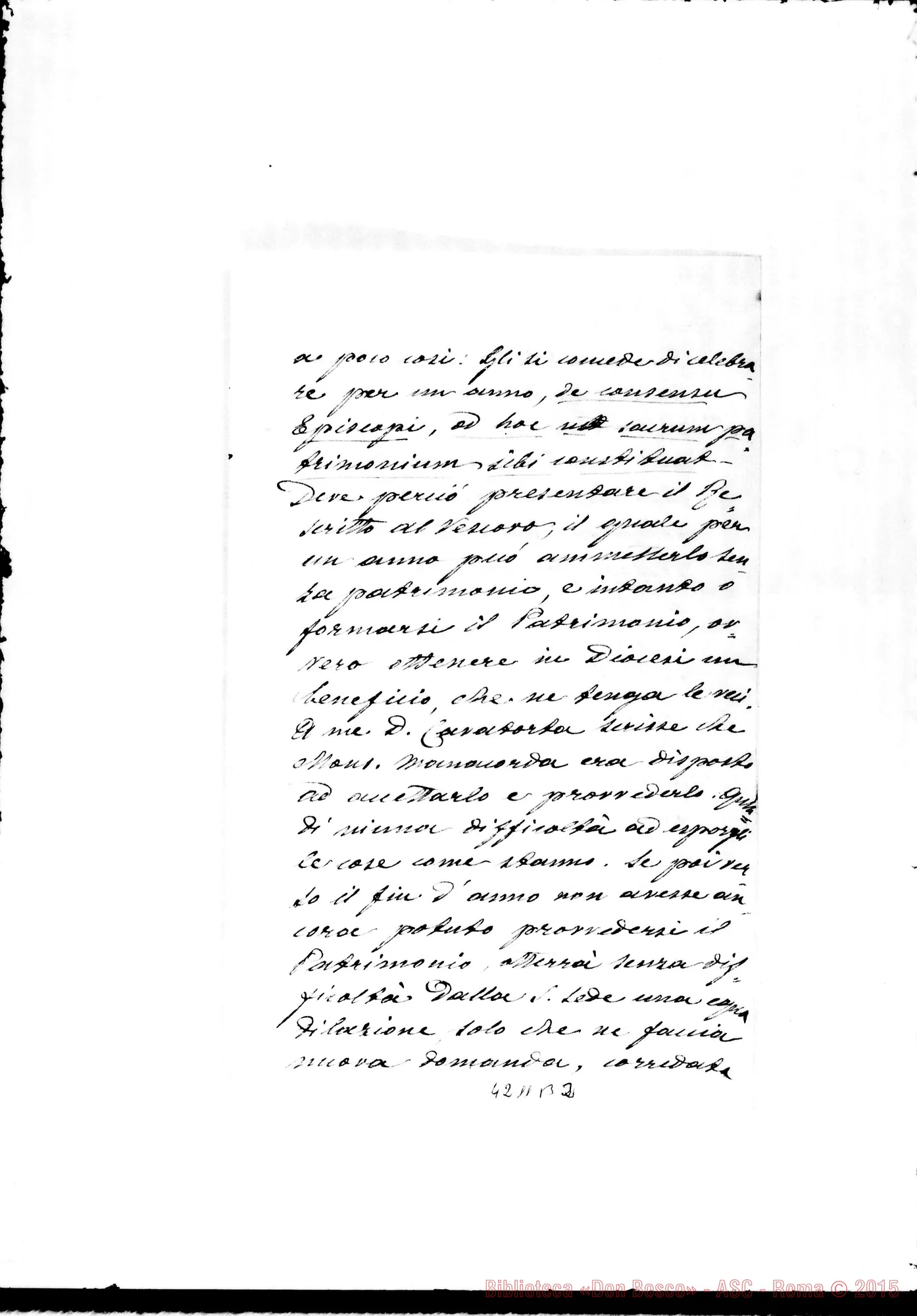 Fotogramma B 2 — Don Marenco-Don Barberis G.. Roma, 3-02-1903. Dimissorie. Autogr. Rua