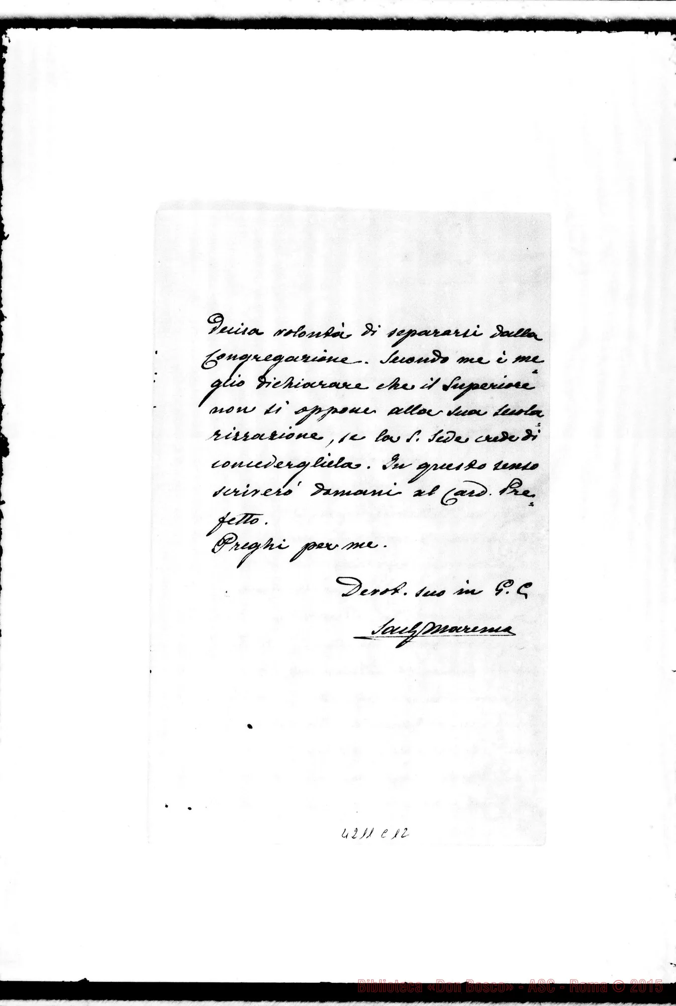 Fotogramma C 12 — Don Marenco-Don Barberis G.. Roma, 5-03-1903. Dispense d’età, indulgenze, privilegi