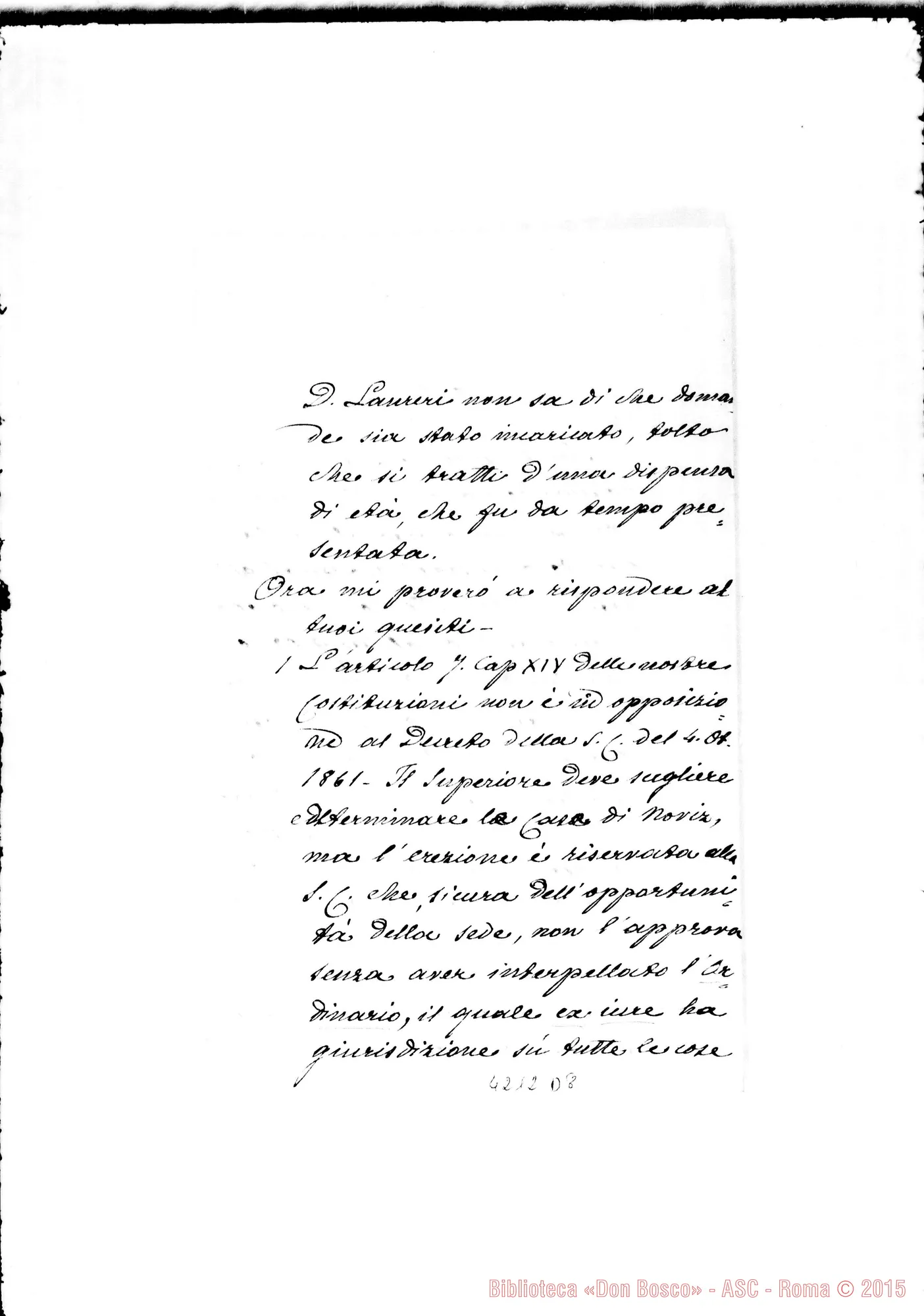 Fotogramma D 8 — Don Marenco-Don Gusmano. Roma, 5-11-1903. Rescritti. Noviziati