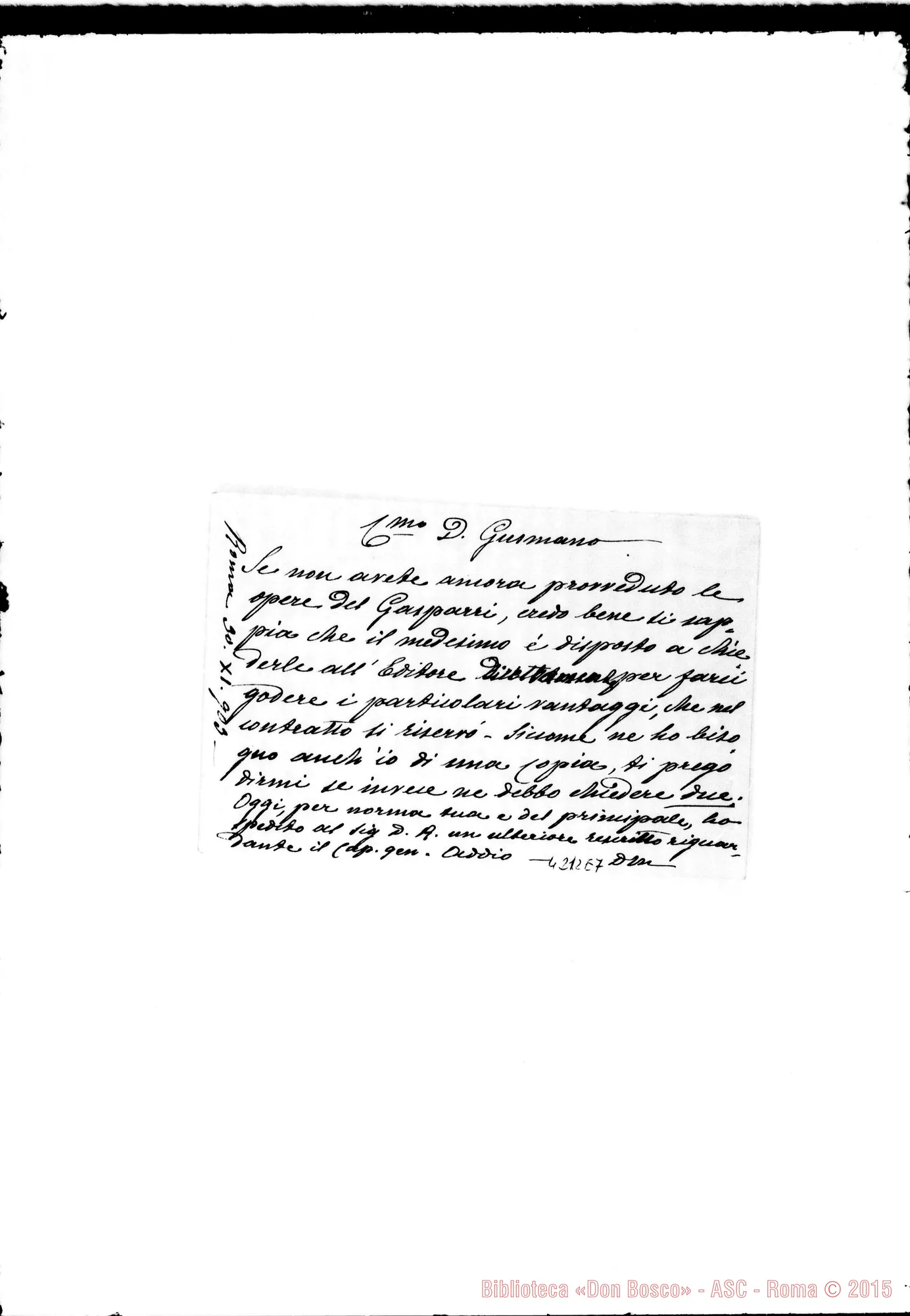 Fotogramma E 7 — Don Marenco-Don Gusmano. Roma, 30-11-1903. Sulle opere del Gasparri
