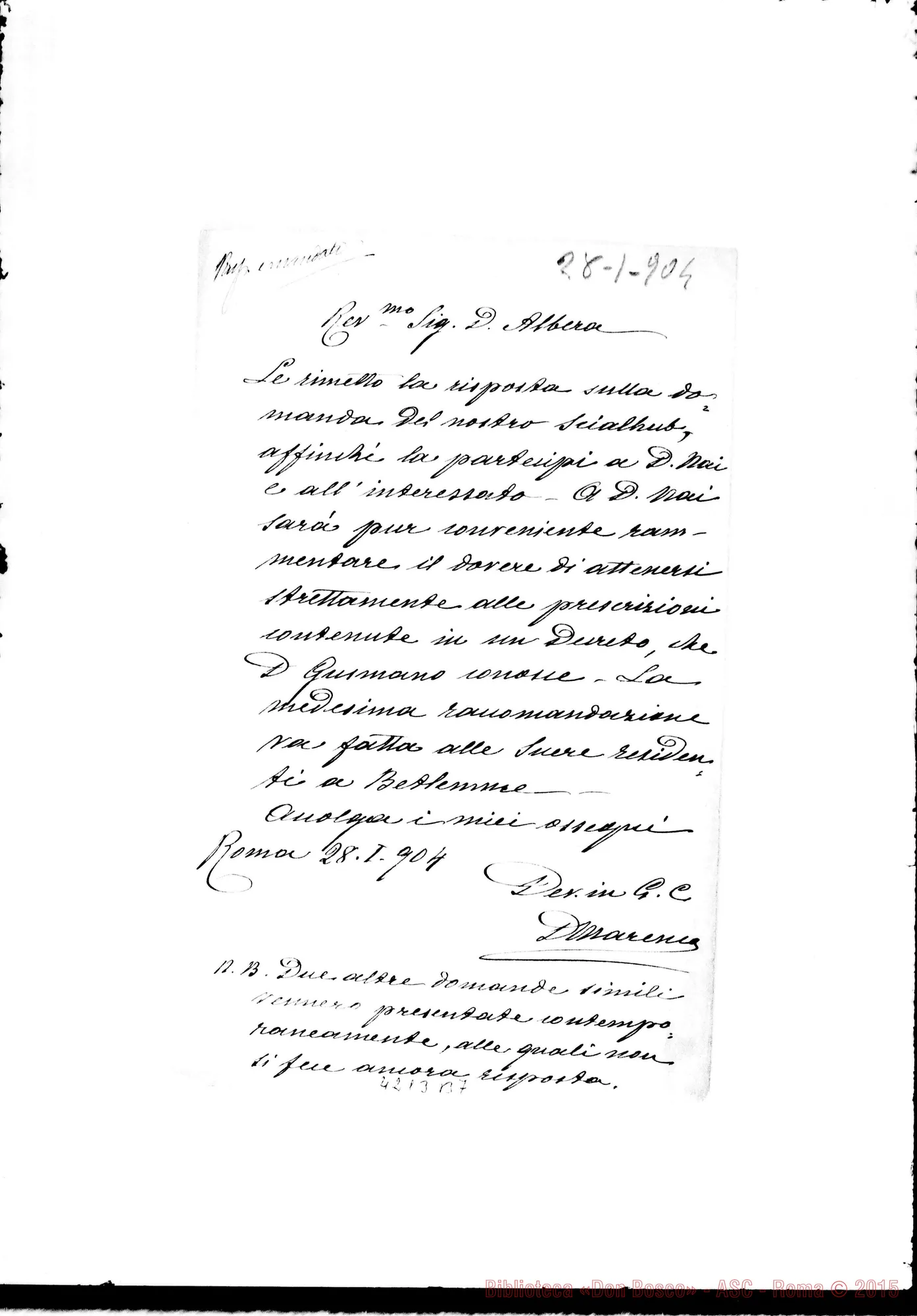 Fotogramma B 7 — Don Marenco-Don Albera. Roma, 28-01-1904