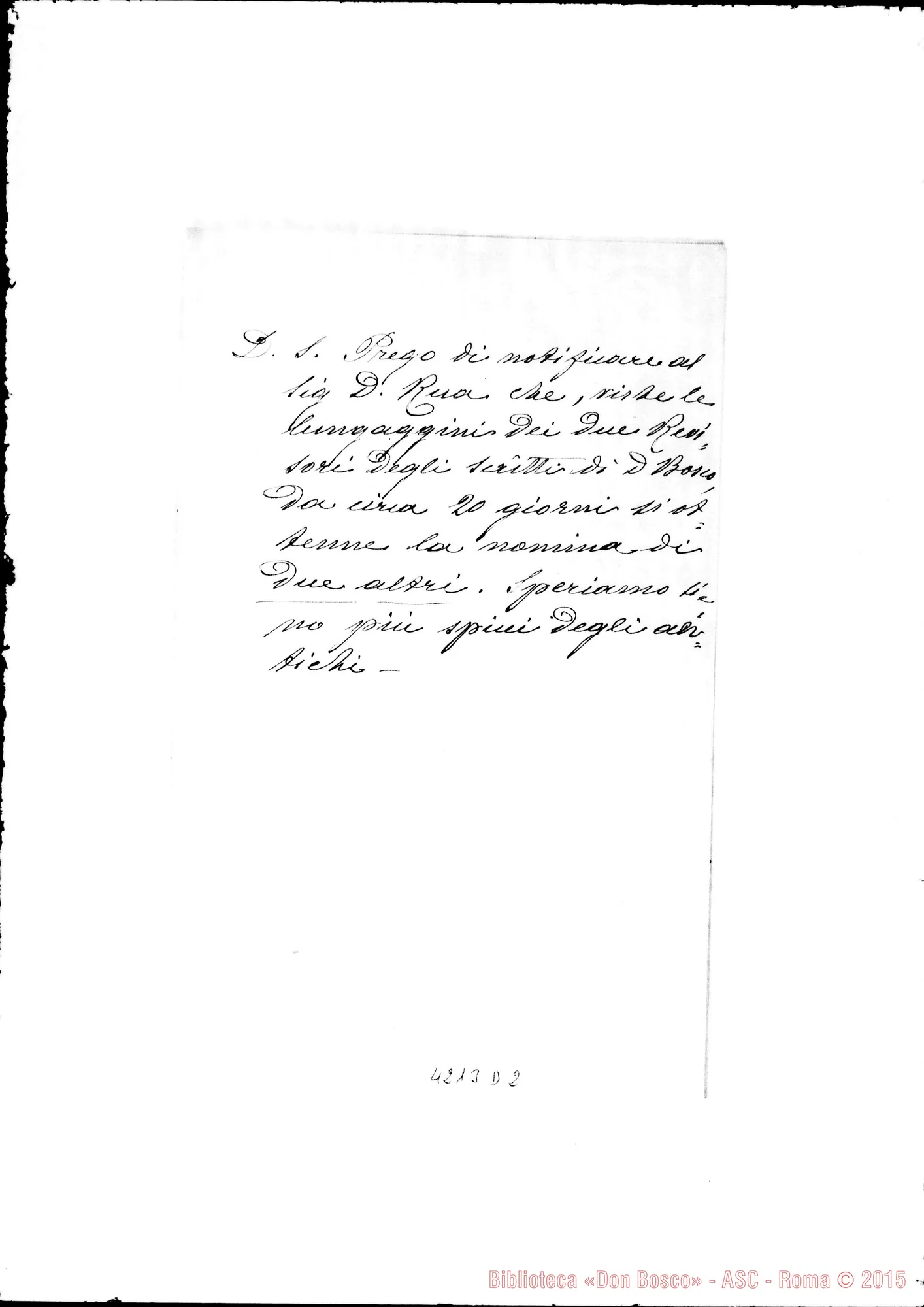 Fotogramma D 2 — Don Marenco-Don Gusmano. Roma, 4-06-1904. Dispensa d’età ai Maestri di Noviziato