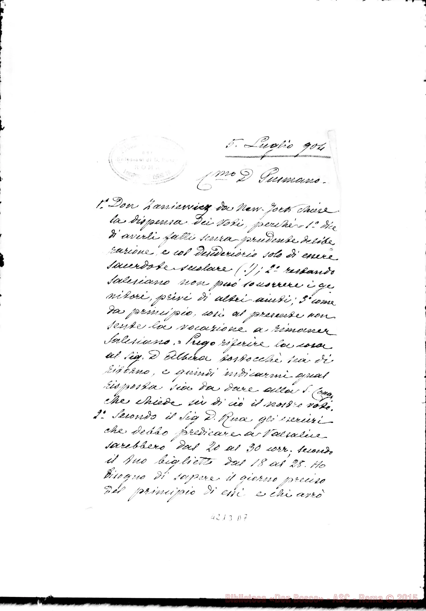 Fotogramma D 7 — Don Marenco-Don Gusmano. Roma, 5-07-1904. Dispense. Esercizi