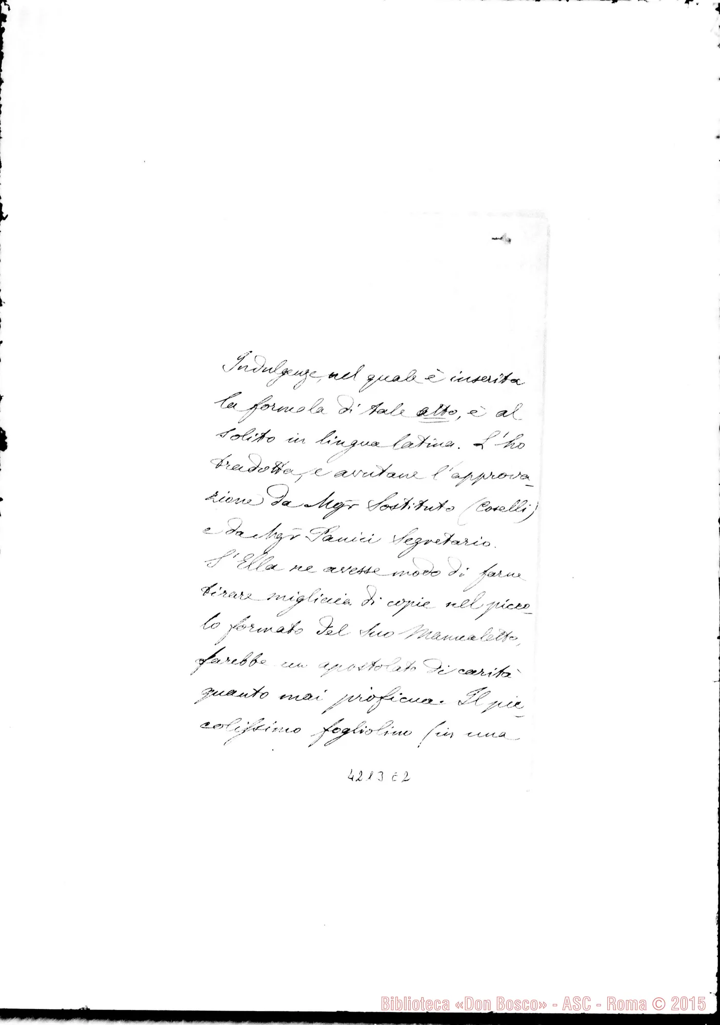 Fotogramma E 2 — Mons. Canori-Don Berto. Roma, 18-09-1904. Decreto sulle Indulgenze
