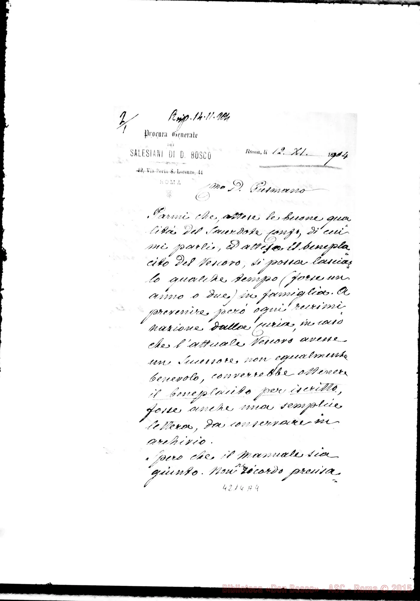 Fotogramma A 4 — Don Marenco-Don Gusmano. Roma, 12-11-1904. Regolamento degli Ispettori