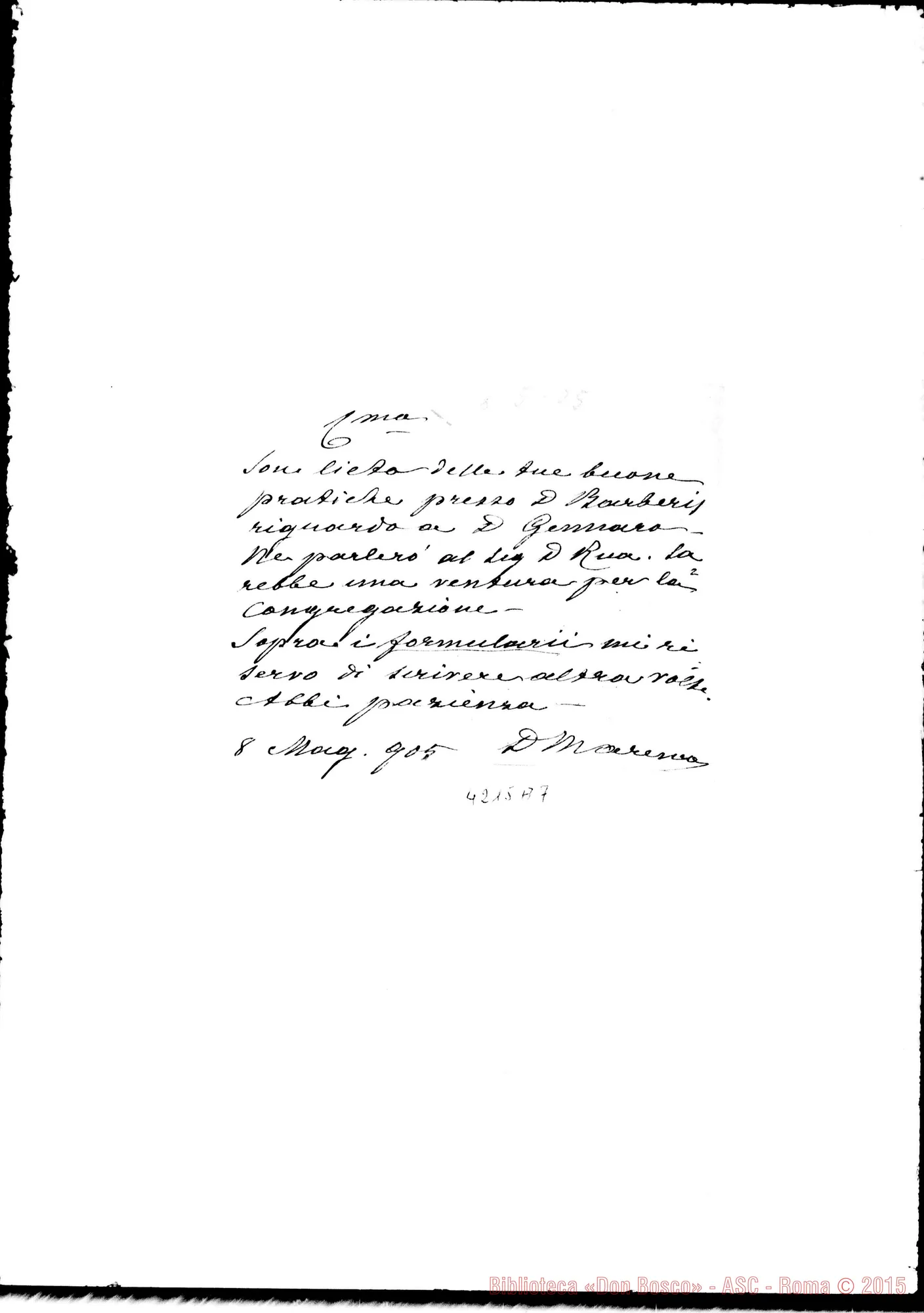 Fotogramma A 7 — Don Marenco-Don Gusmano. Roma, 8-05-1905. Dispense, ricorsi