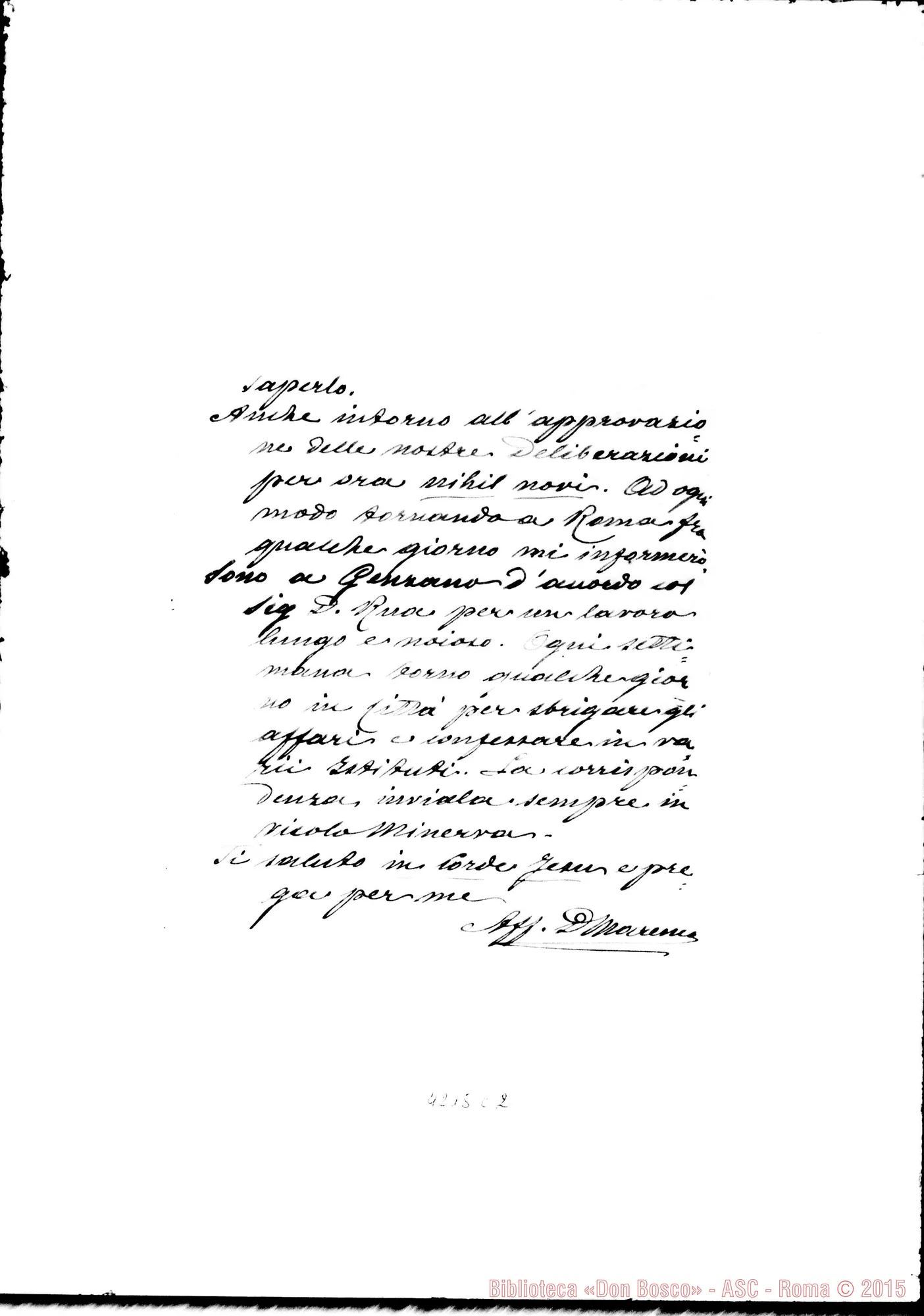 Fotogramma C 2 — Don Marenco-Don Gusmano. Genzano, 9-07-1905. Rescritto per Noviziato del Belgio