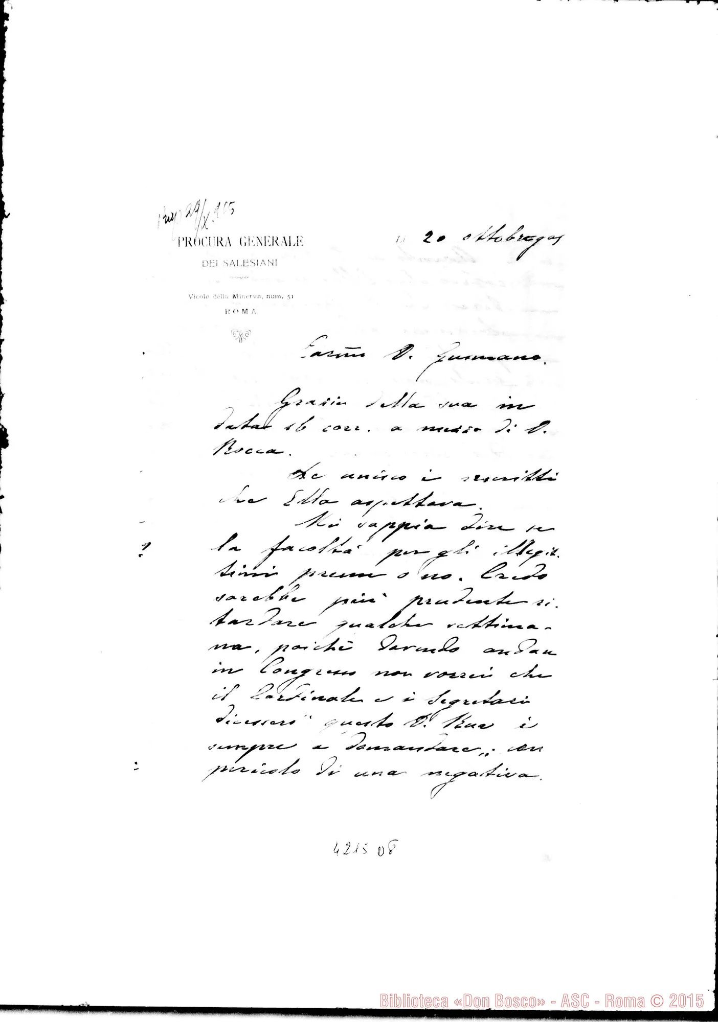 Fotogramma D 8 — Don Laureri-Don Gusmano. Roma, 20-10-1905. Rescritto. Per gli illegittimi