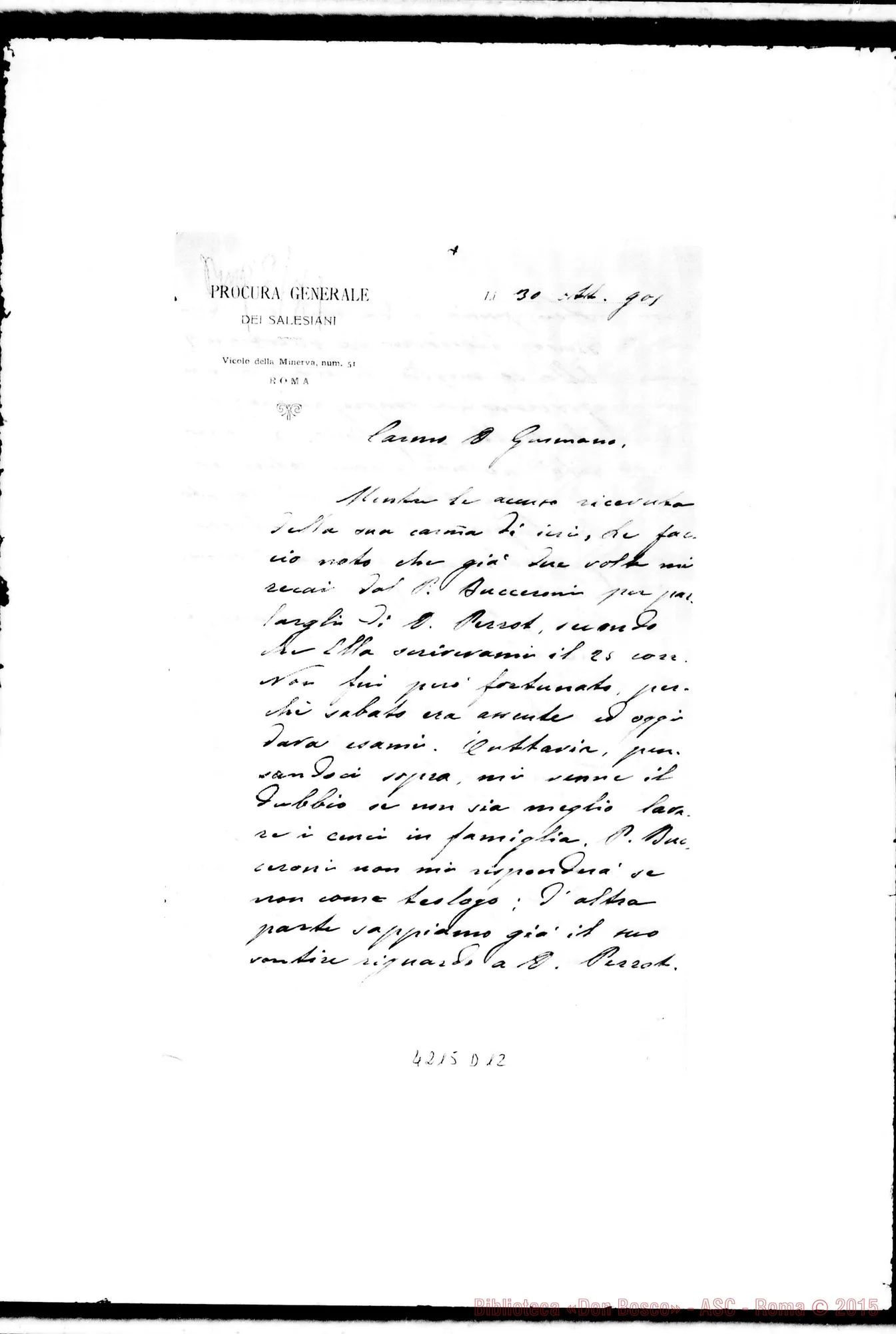 Fotogramma D 12 — Don Laureri-Don Gusmano. Roma, 30-10-1905. Su Don Perrot