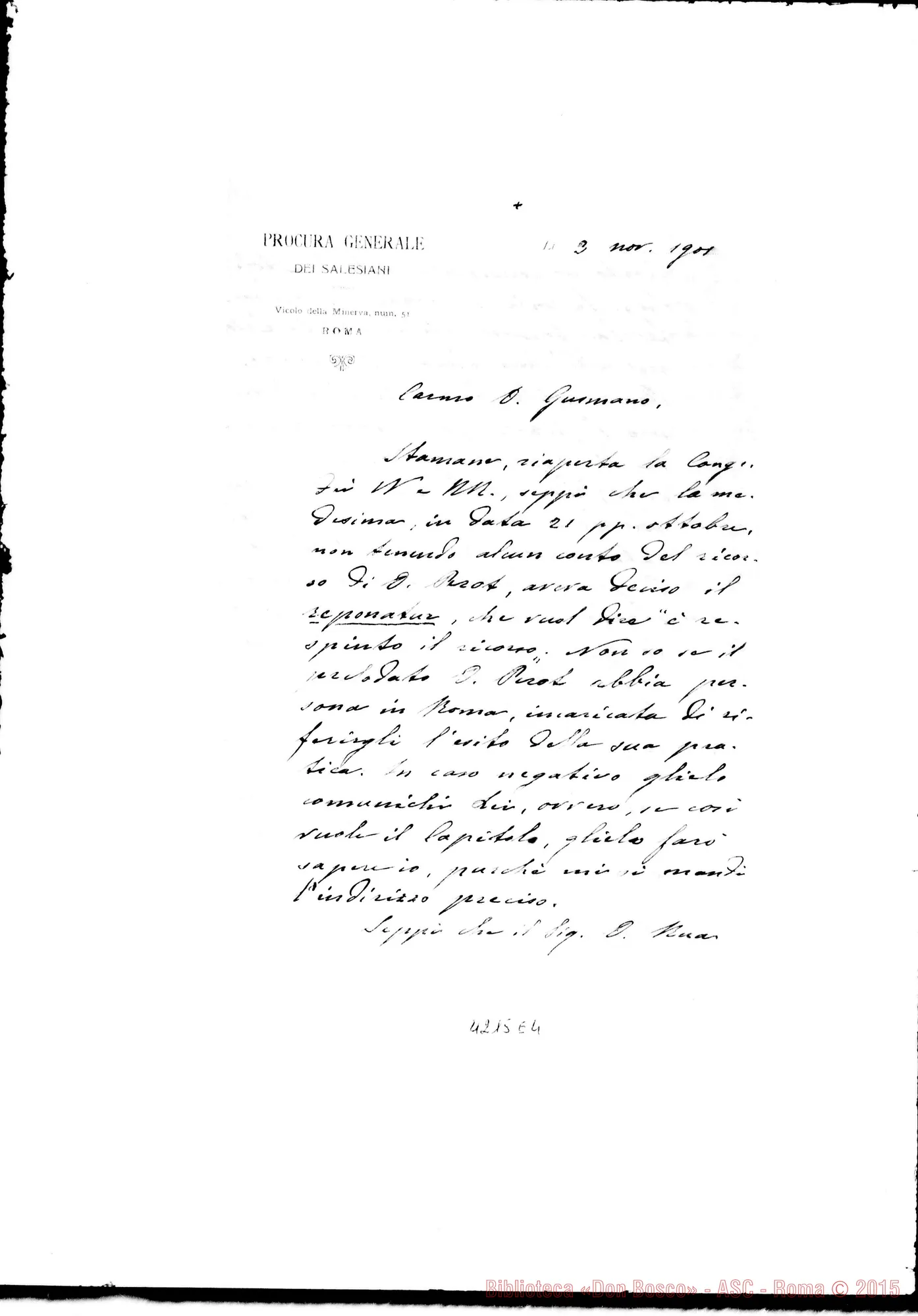 Fotogramma E 4 — Don Laureri-Don Gusmano. Roma, 3-11-1905. Respinto ricorso di Don Perrot