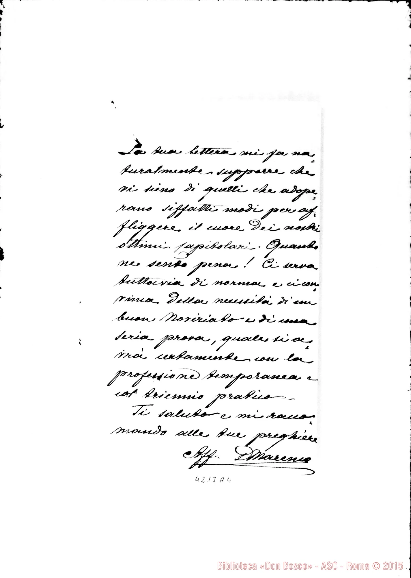 Fotogramma A 4 — Don Marenco-Don Gusmano. Roma, 28-02-1906. Su un buon Noviziato E seria prova